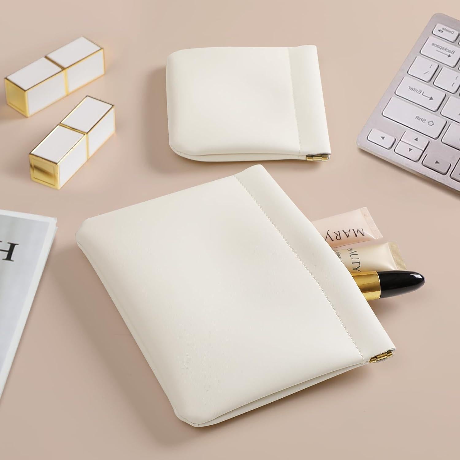 Paquete de 2 Bolsas de Maquillaje MEIBOOCH - Cuero de Superfibra