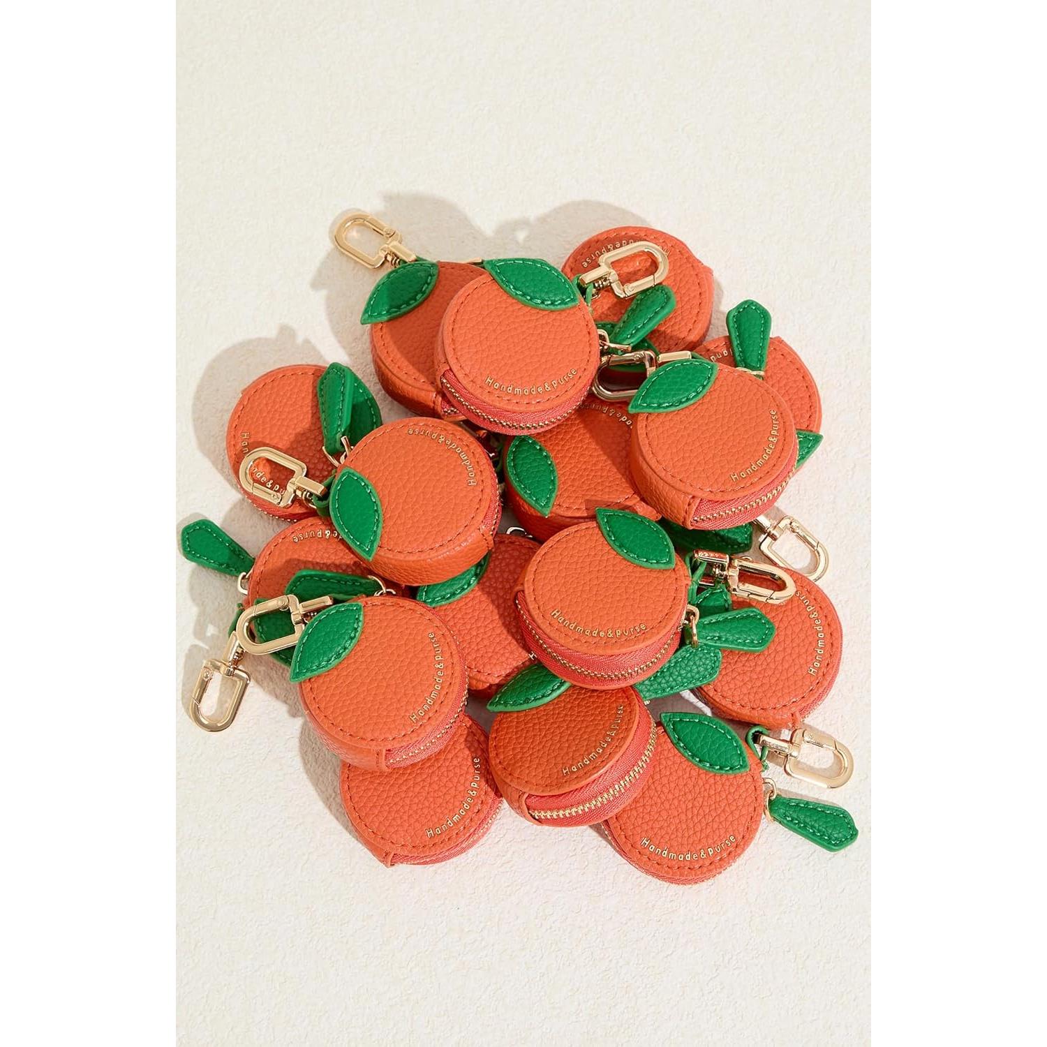 Monedero de cuero naranja con soporte para AirTag - Genérico