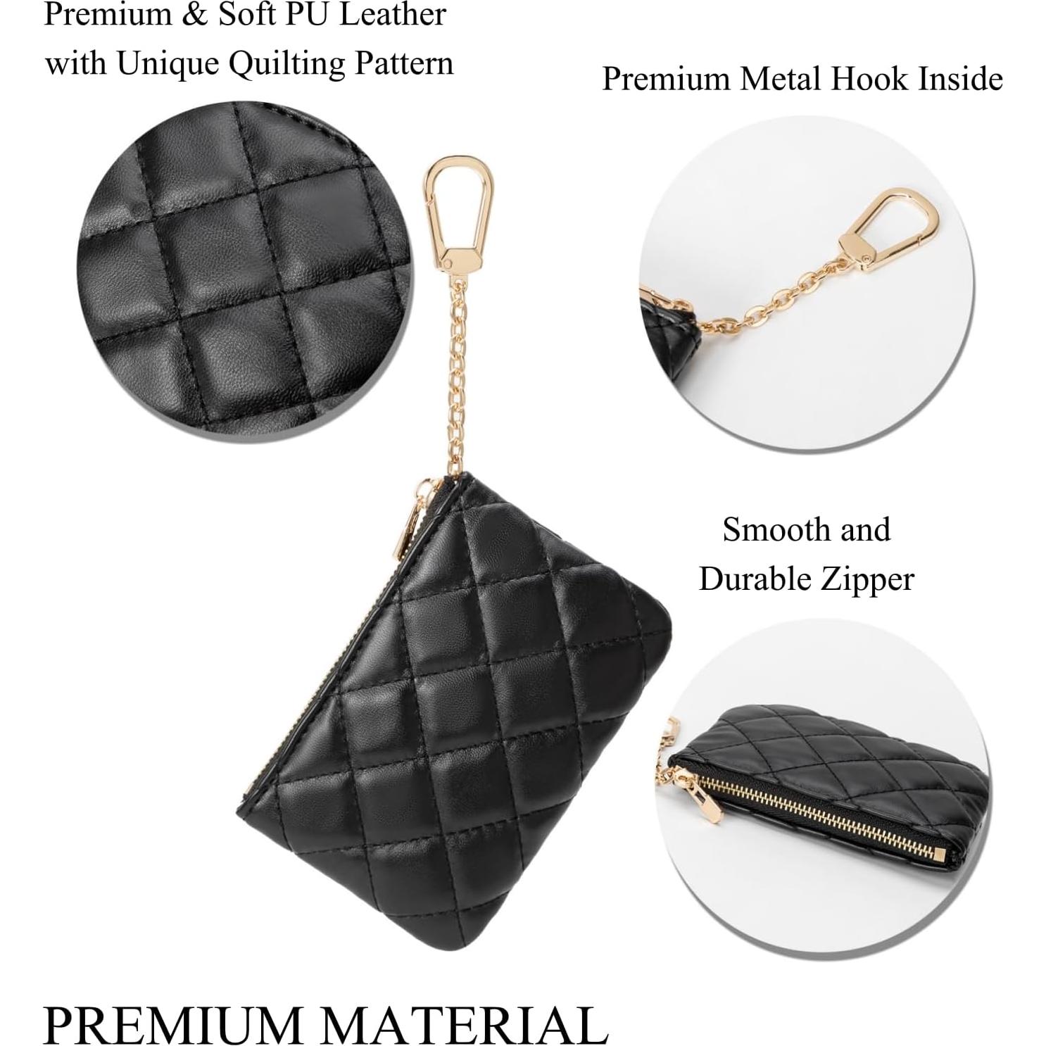 Monedero de Cuero PU Acolchado LARENNT Negro con Llavero