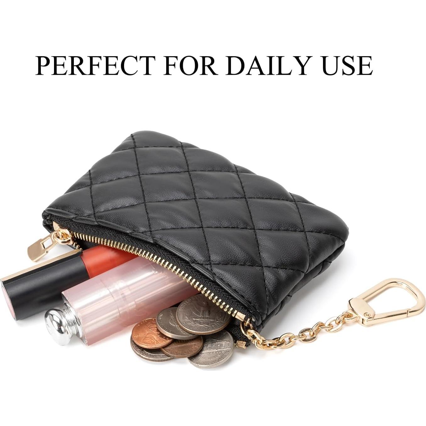 Monedero de Cuero PU Acolchado LARENNT Negro con Llavero