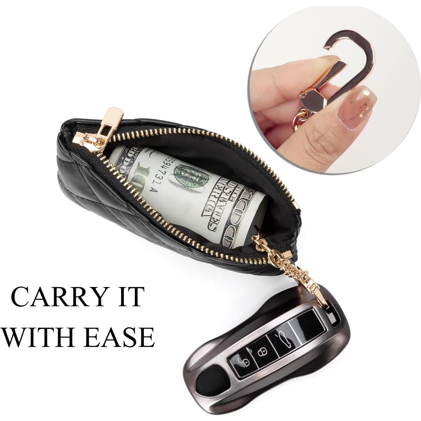 Monedero de Cuero PU Acolchado LARENNT Negro con Llavero