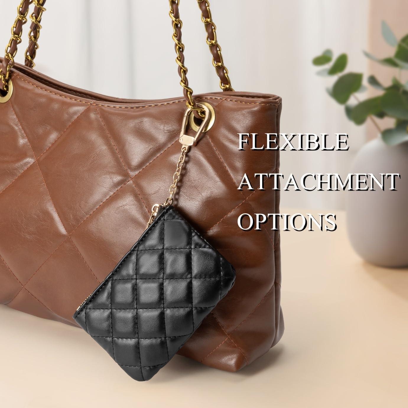 Monedero de Cuero PU Acolchado LARENNT Negro con Llavero