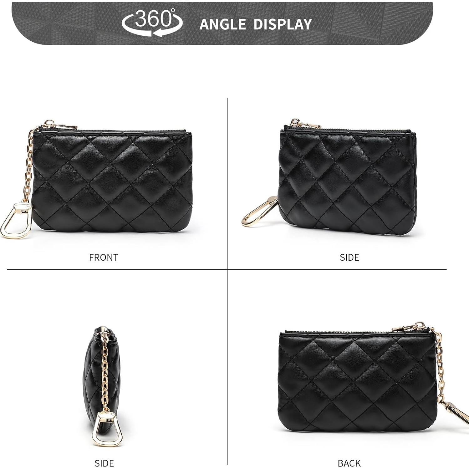 Monedero de Cuero PU Acolchado LARENNT Negro con Llavero