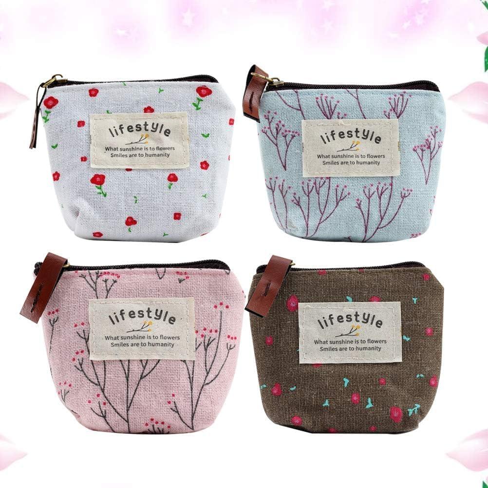 Conjunto 4 Monederos Lona Floral Tustao - Compactos y Coloridos