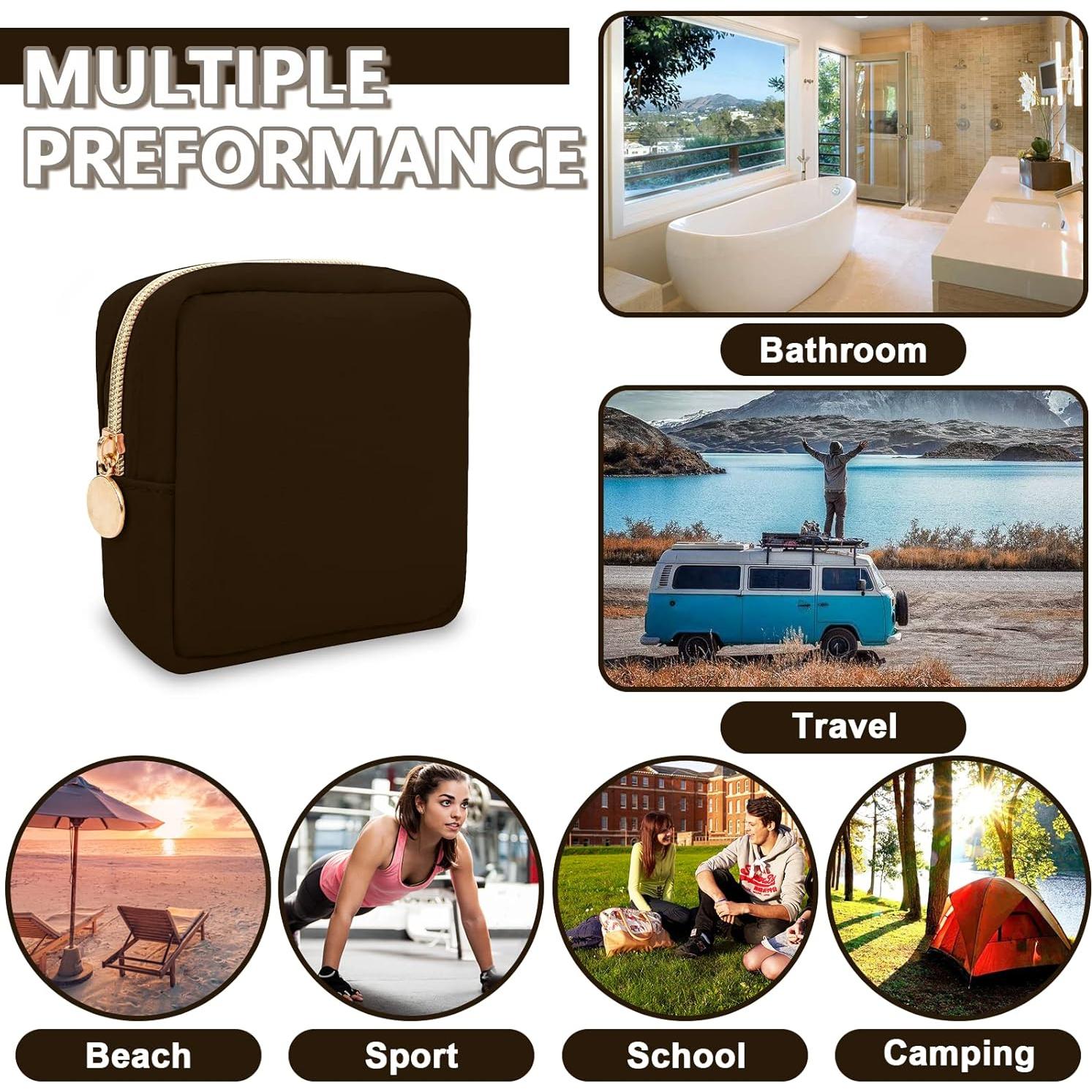 Bolsa de Maquillaje Mini UIXIZQ Nylon Impermeable Chocolate