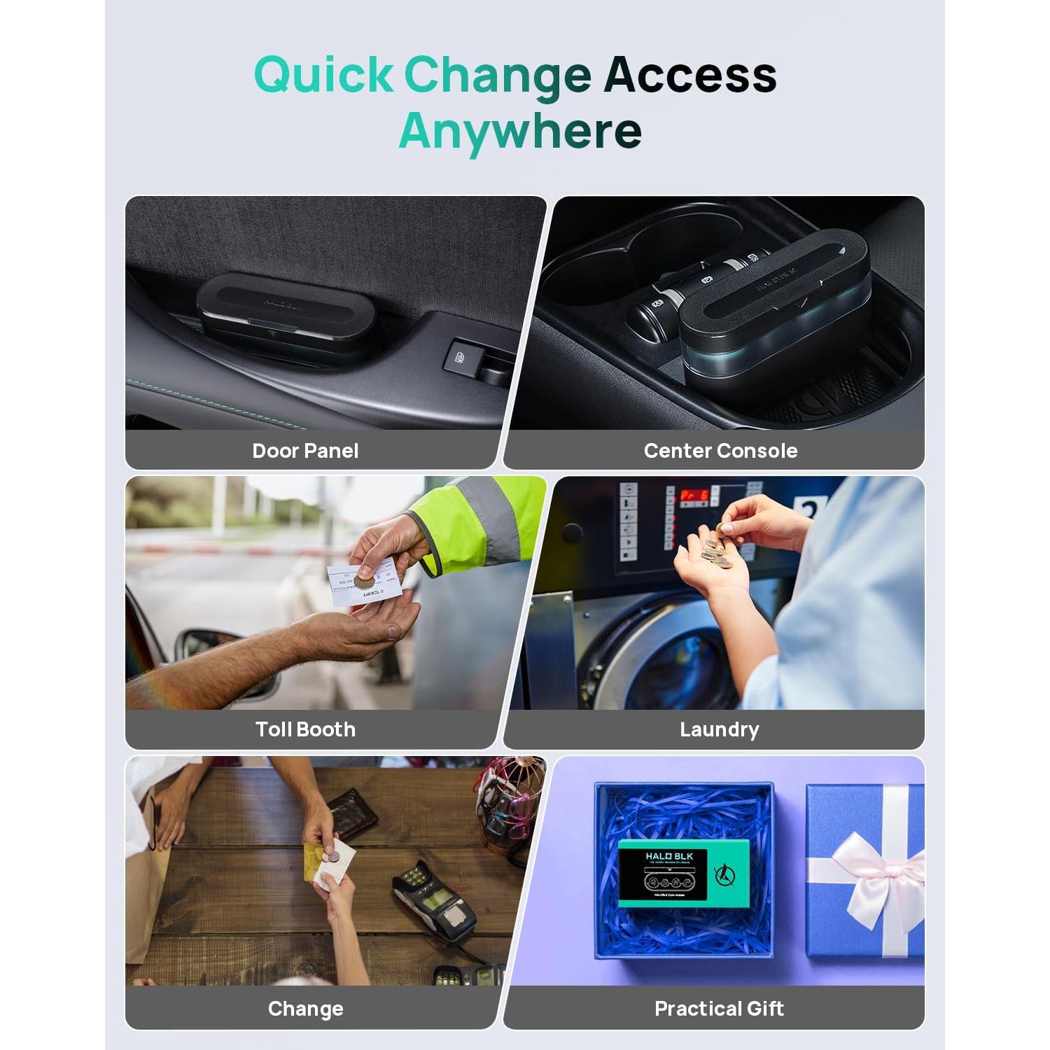 Organizador de Monedas HALOBLK HL01CB para Coche Negro