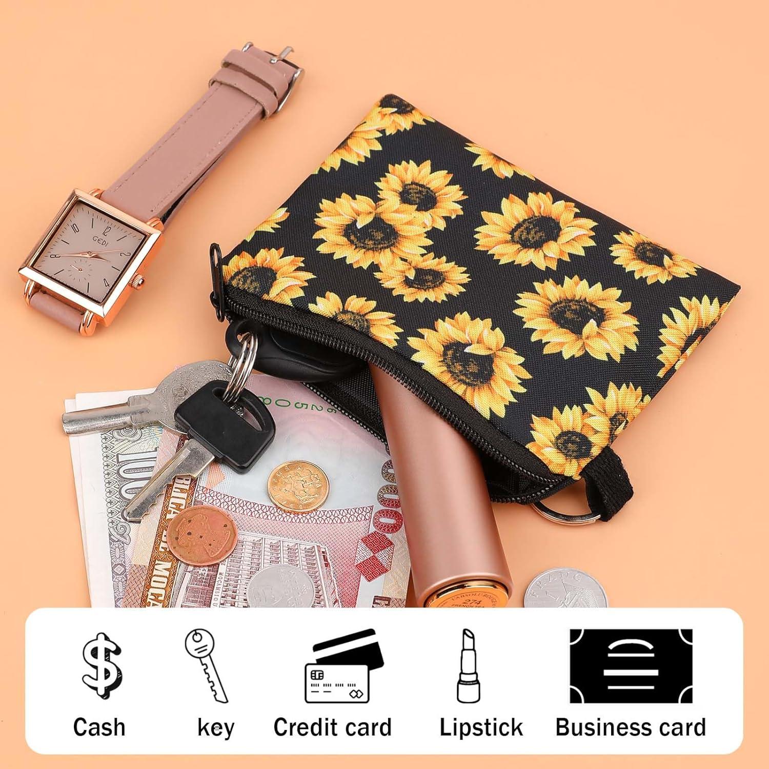 Monedero de Tela KALIONE 2 Pcs Girasol y Corazón Negro