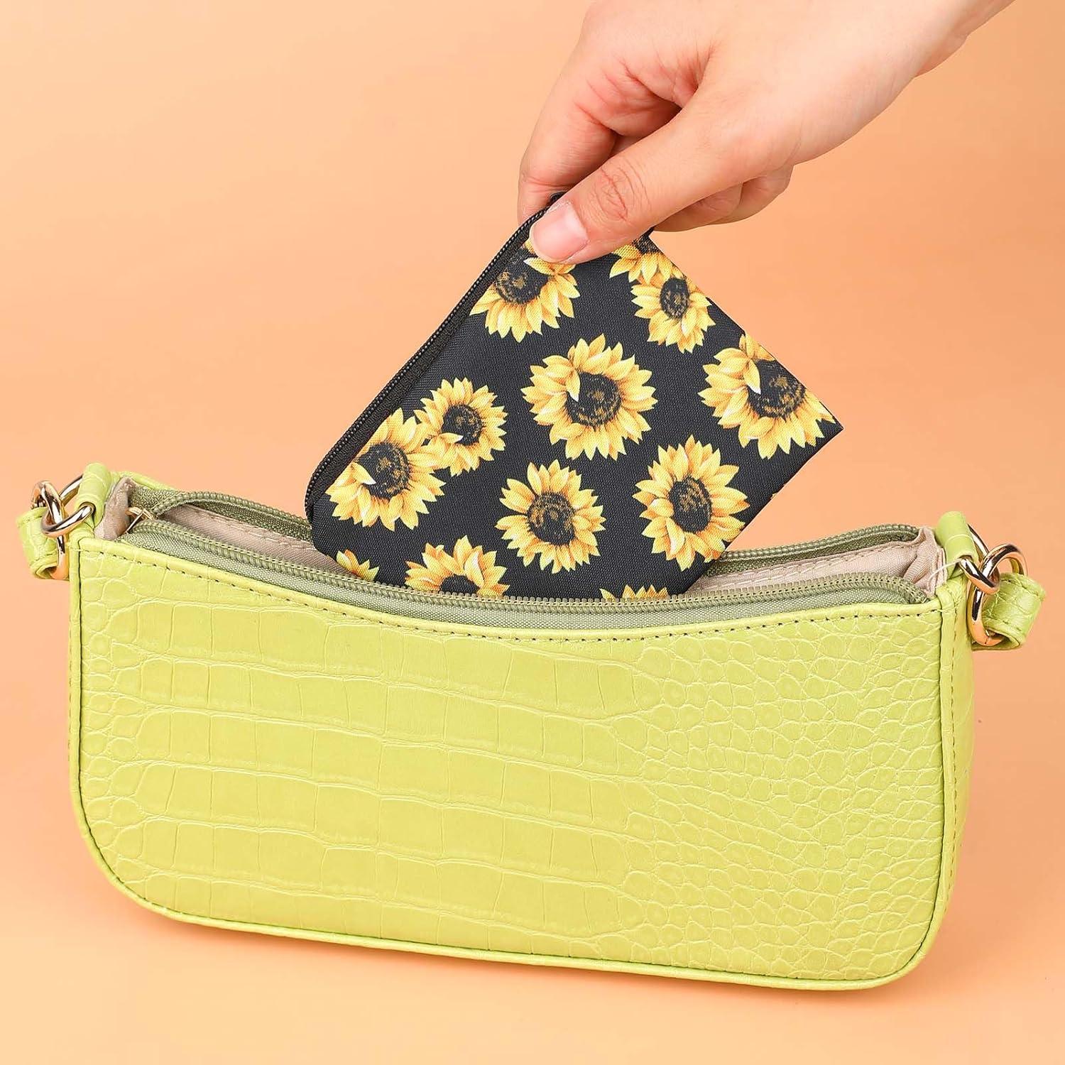 Monedero de Tela KALIONE 2 Pcs Girasol y Corazón Negro