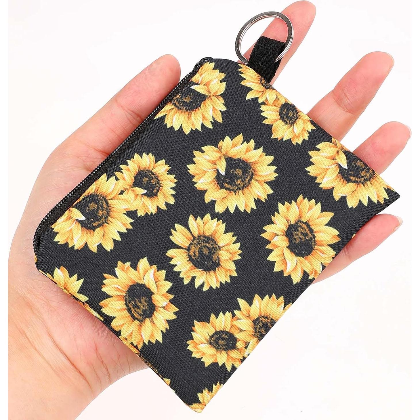 Monedero de Tela KALIONE 2 Pcs Girasol y Corazón Negro