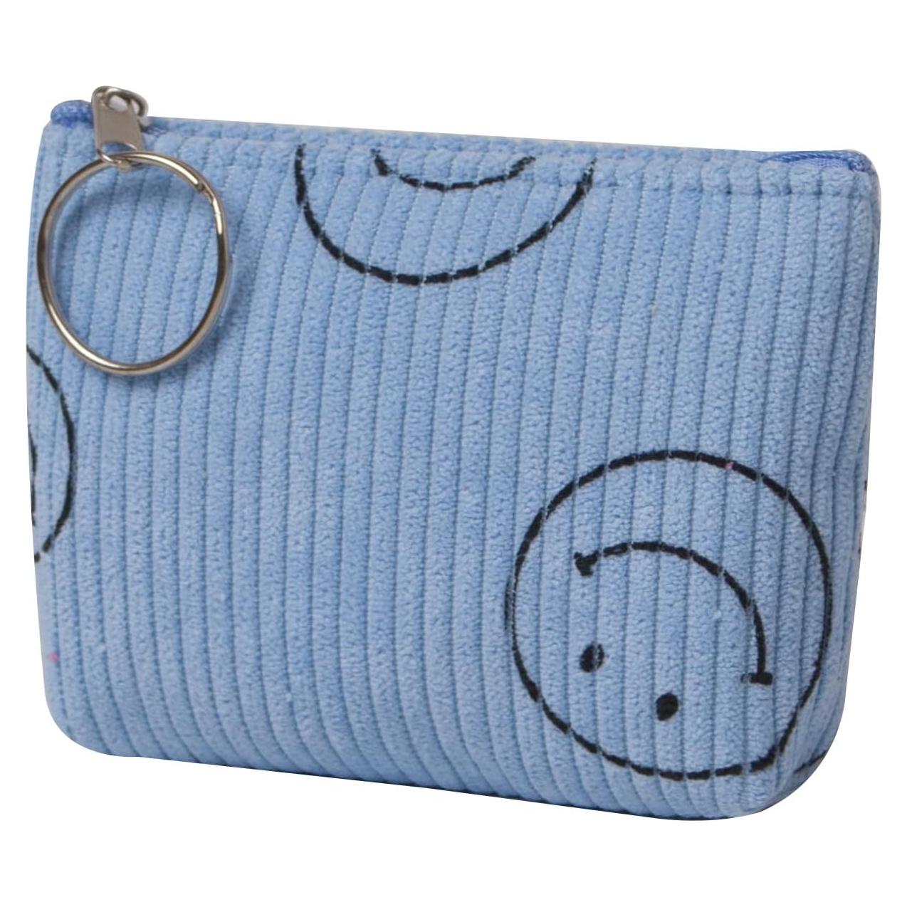 Monedero de Pana Azul para Mujeres - Bolsa de Cambio Compacta