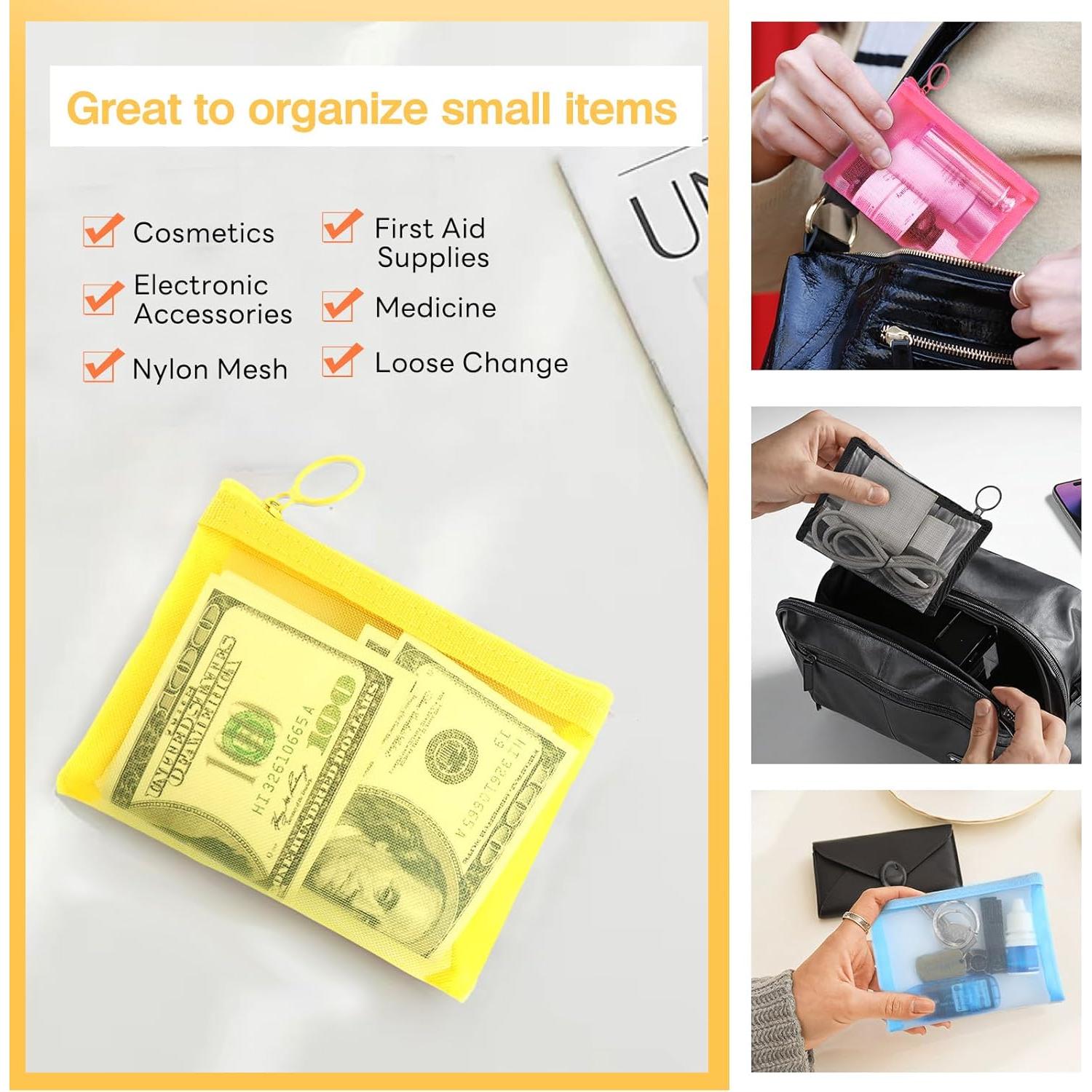 Bolsa de Malla con Cremallera Easyfun 12.7x10.16 cm Amarillo