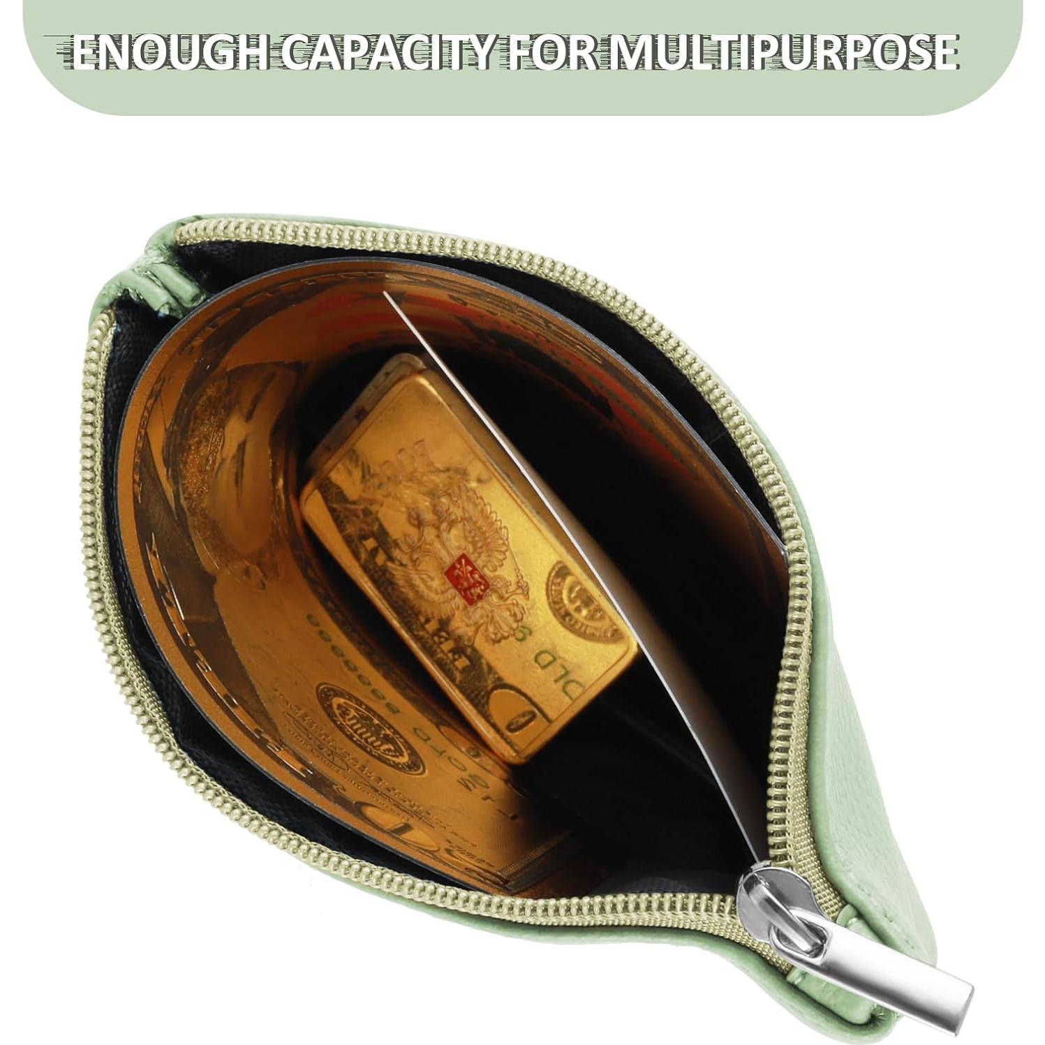 Monedero portátil Simmaro de cuero vegano verde 12x9cm