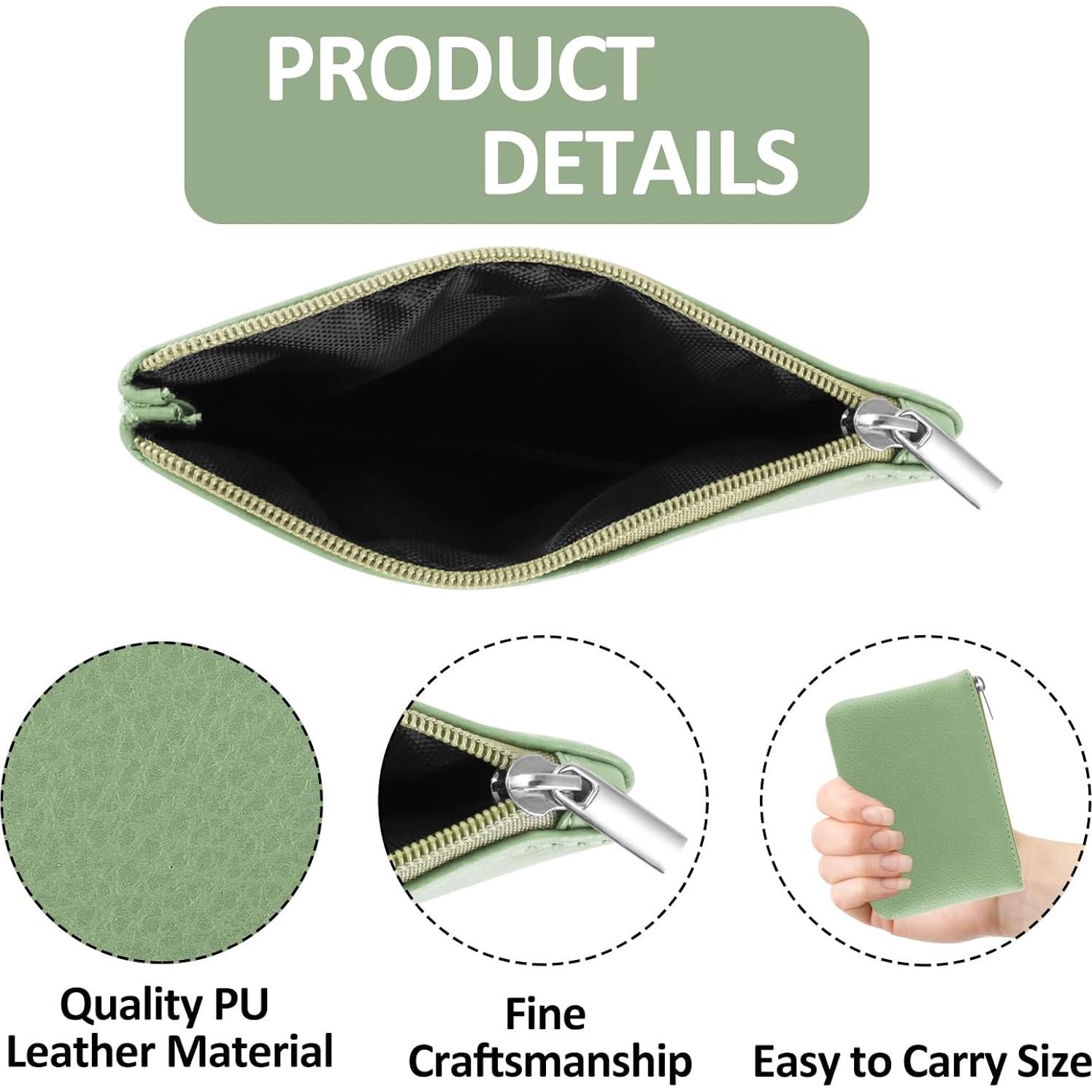 Monedero portátil Simmaro de cuero vegano verde 12x9cm