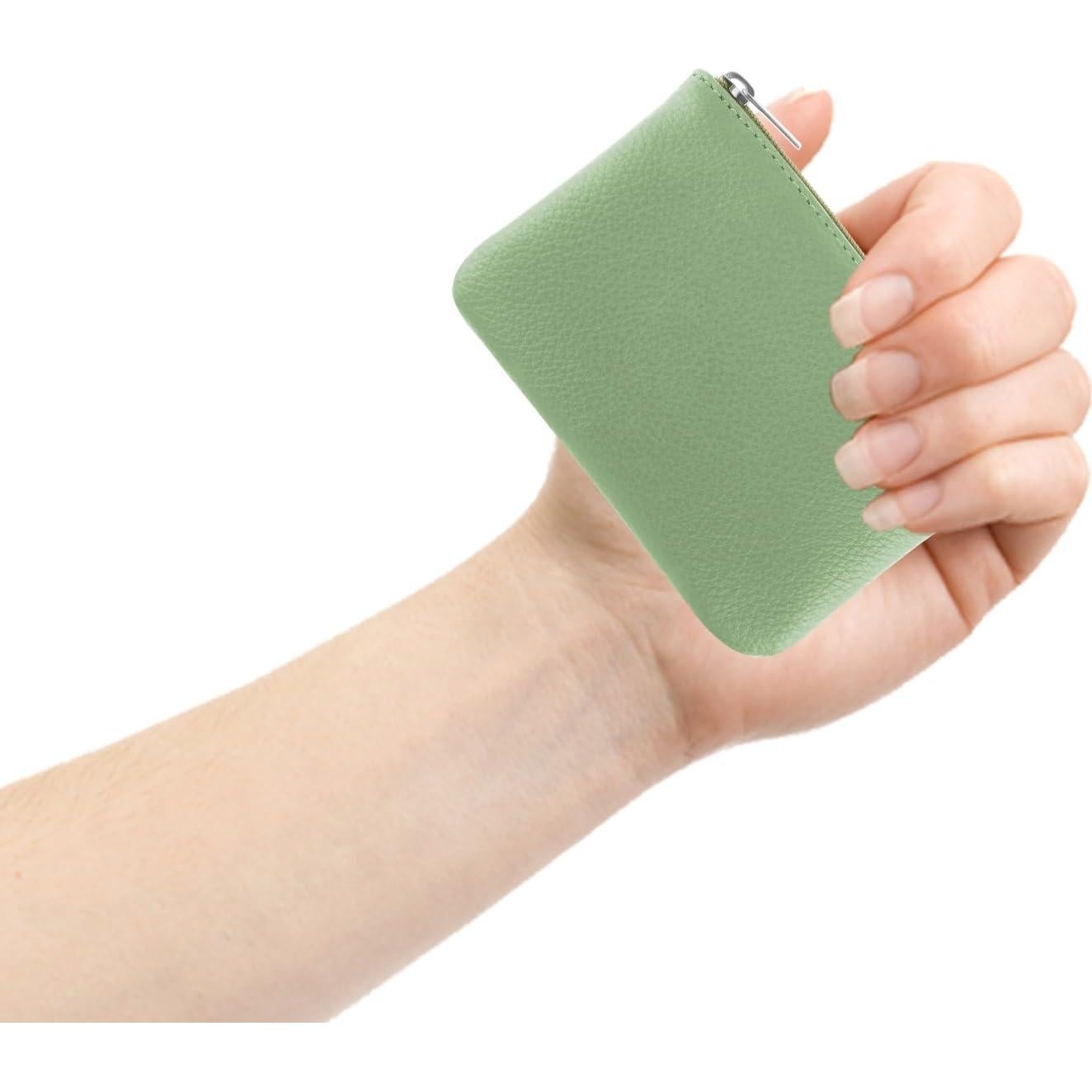 Monedero portátil Simmaro de cuero vegano verde 12x9cm