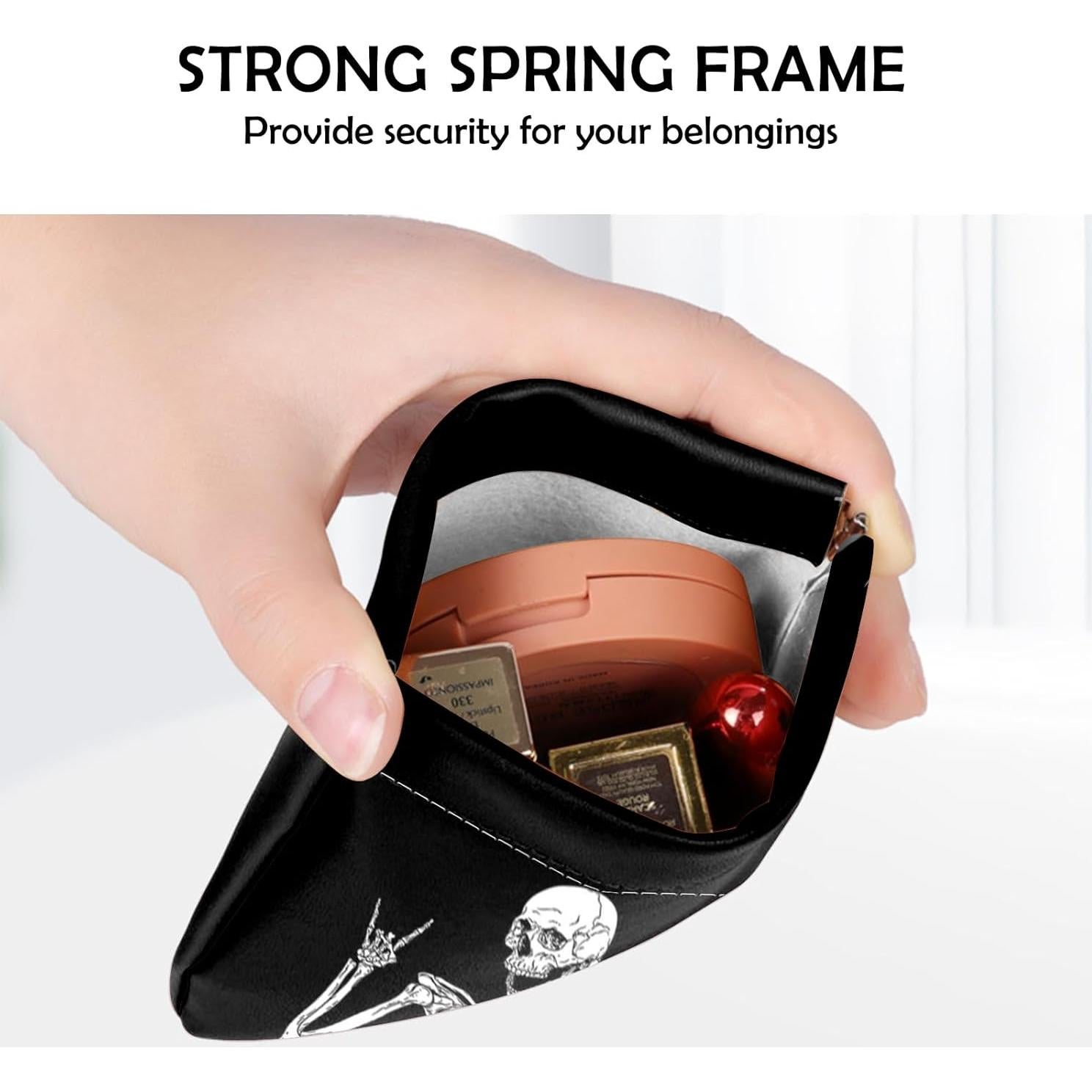 Monedero Mini BHAHB 2 Pcs Cuero PU Compacto Calavera