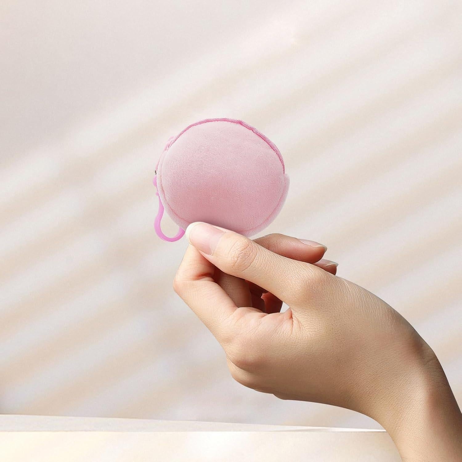 Monedero Redondo de Peluche Suave AdiStylinno - 2 Pcs Rosa y Morado