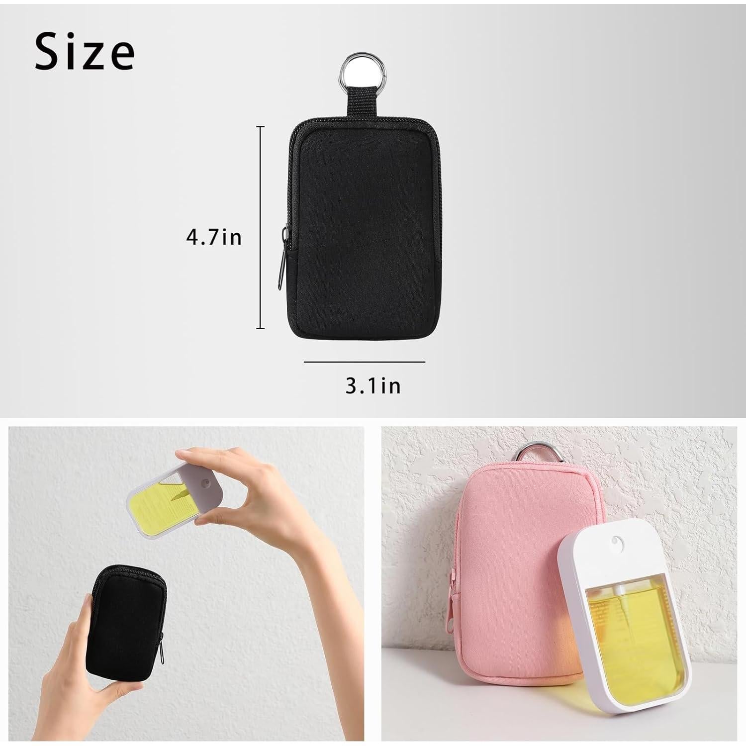 Estuche de Neopreno 2Pcs Negro y Rosa para Maquillaje