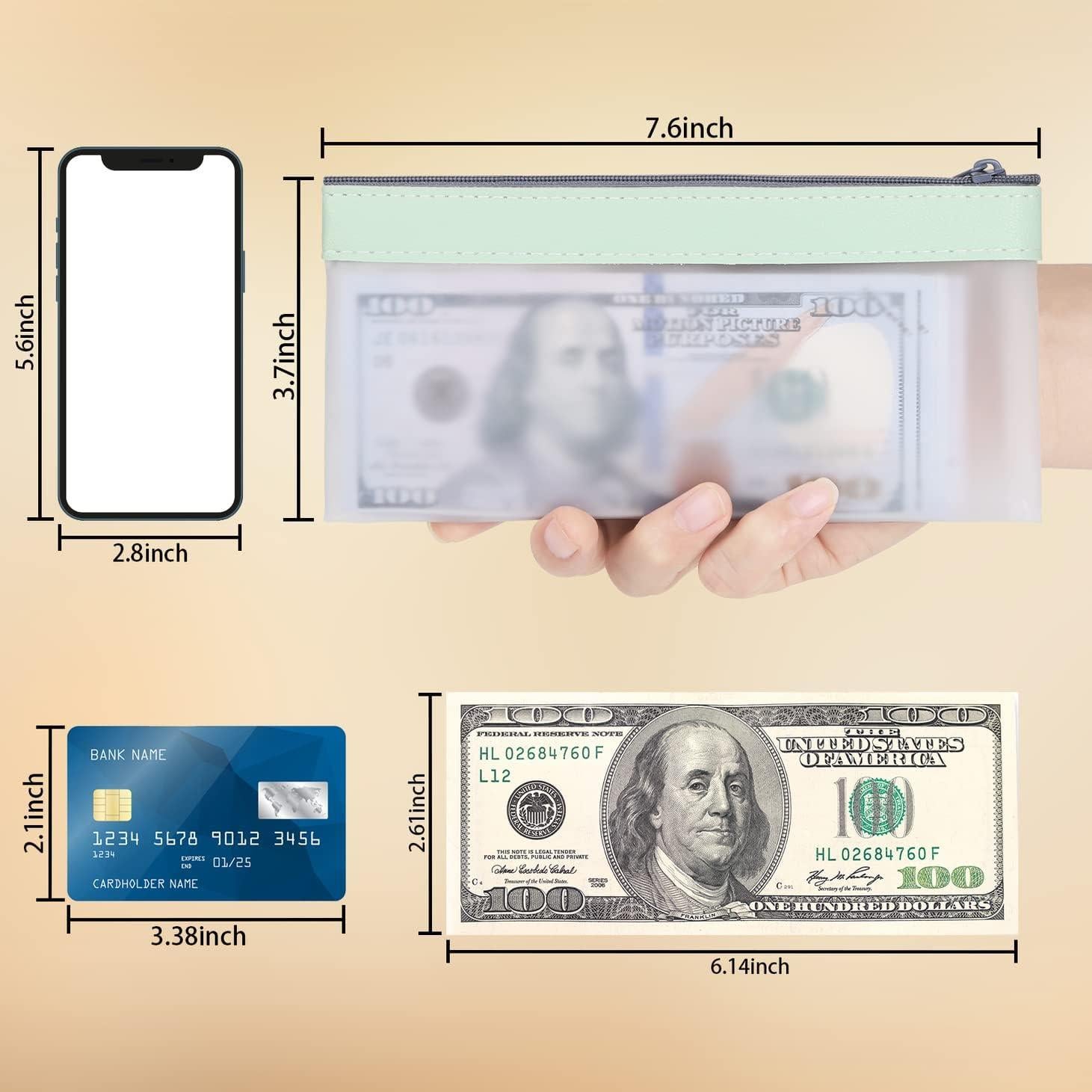 Juego de 4 Bolsas de Dinero VOCHIC 19.3x9.4cm A Prueba de Agua