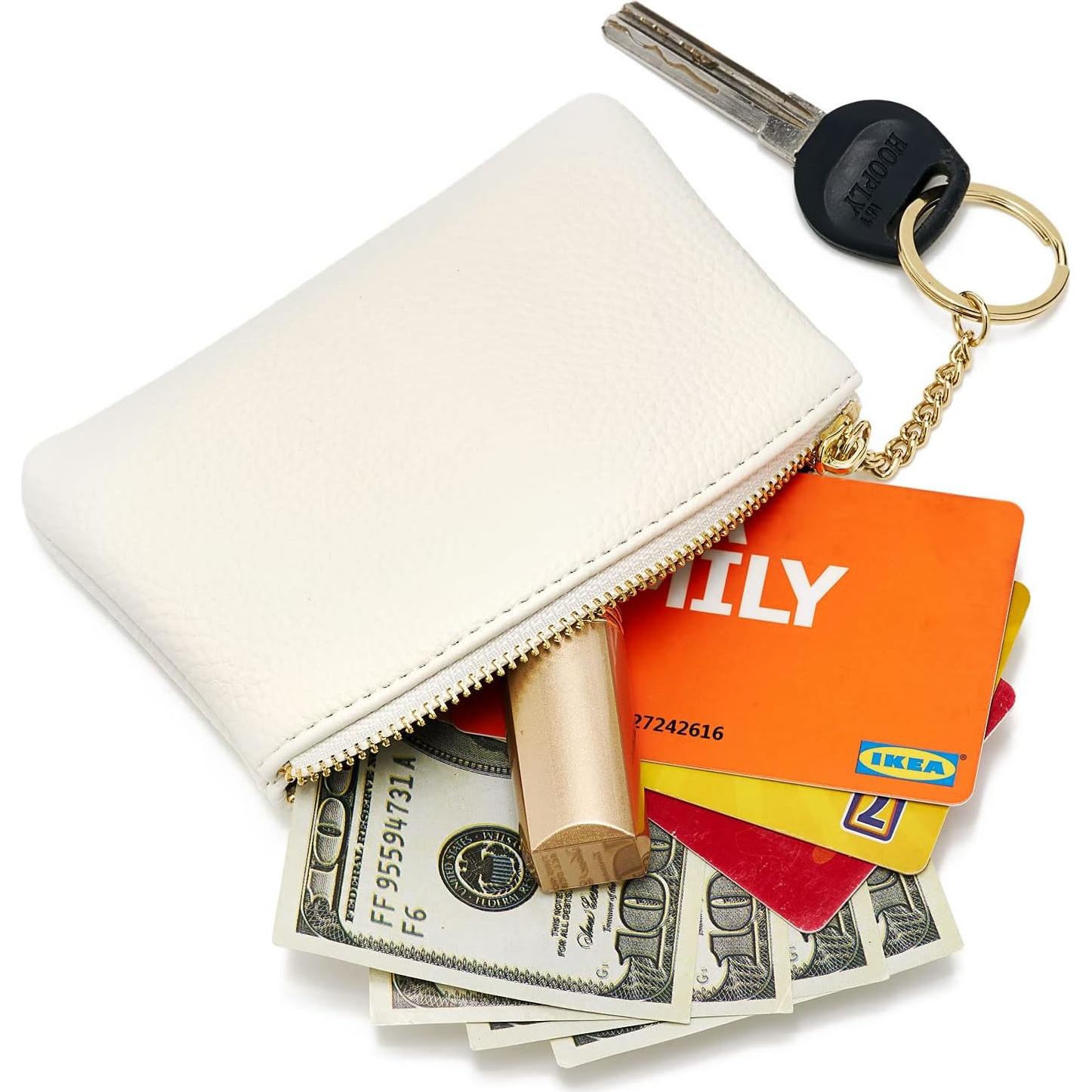 Monedero de Cuero Artificial WOZEAH Blanco A con Llavero