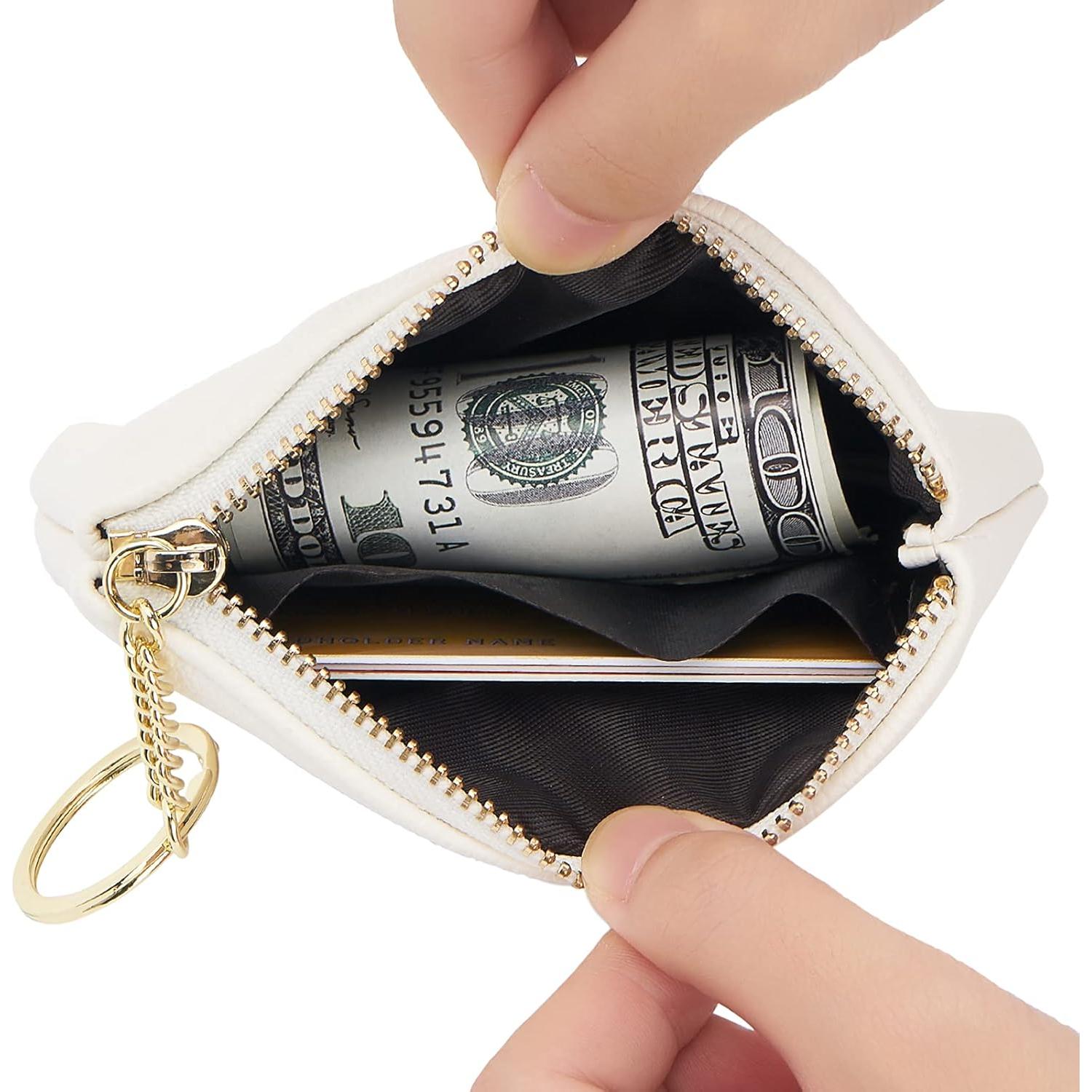 Monedero de Cuero Artificial WOZEAH Blanco A con Llavero