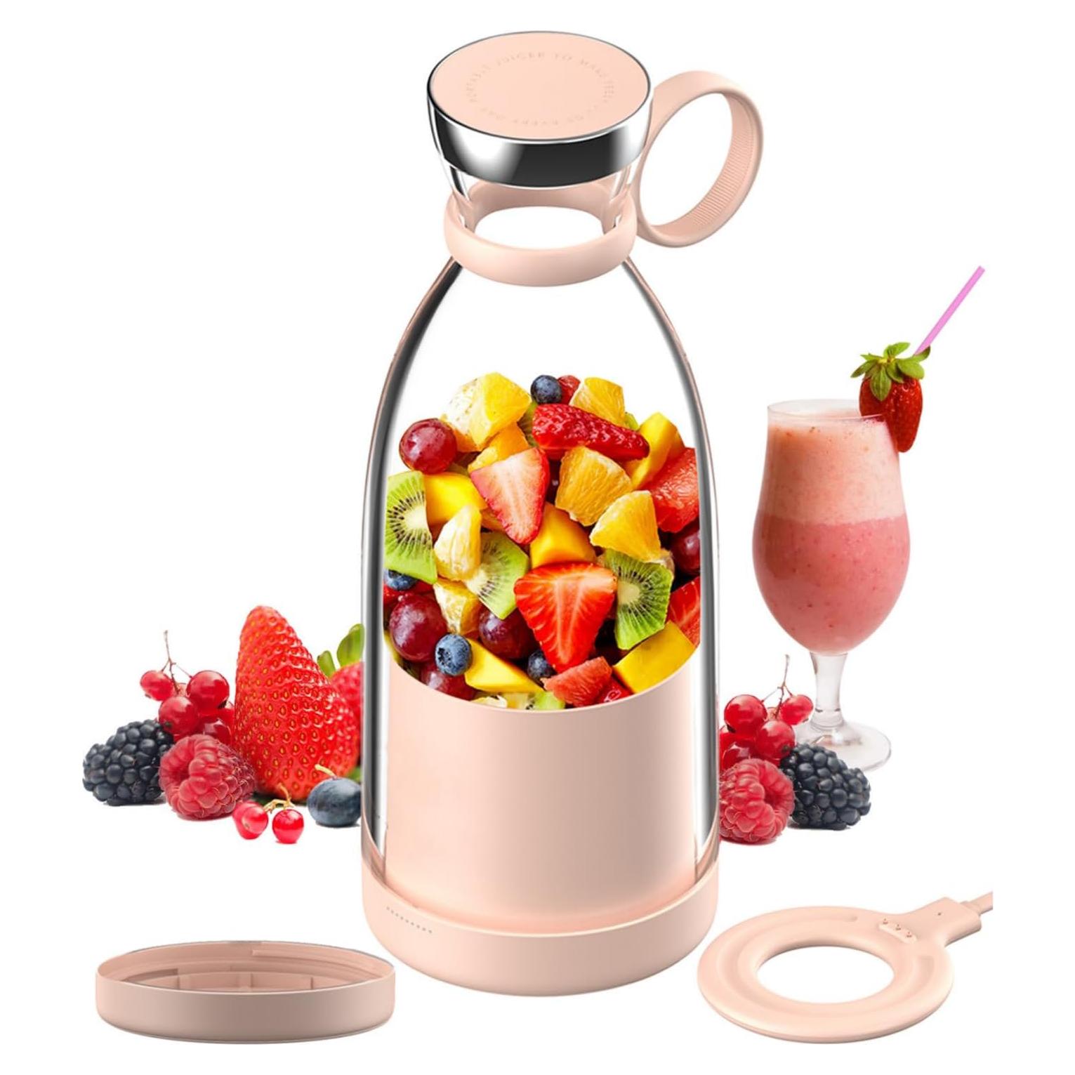 Licuadora Portátil OTPEIR 350 ml Rosa con Cuchillas Inox