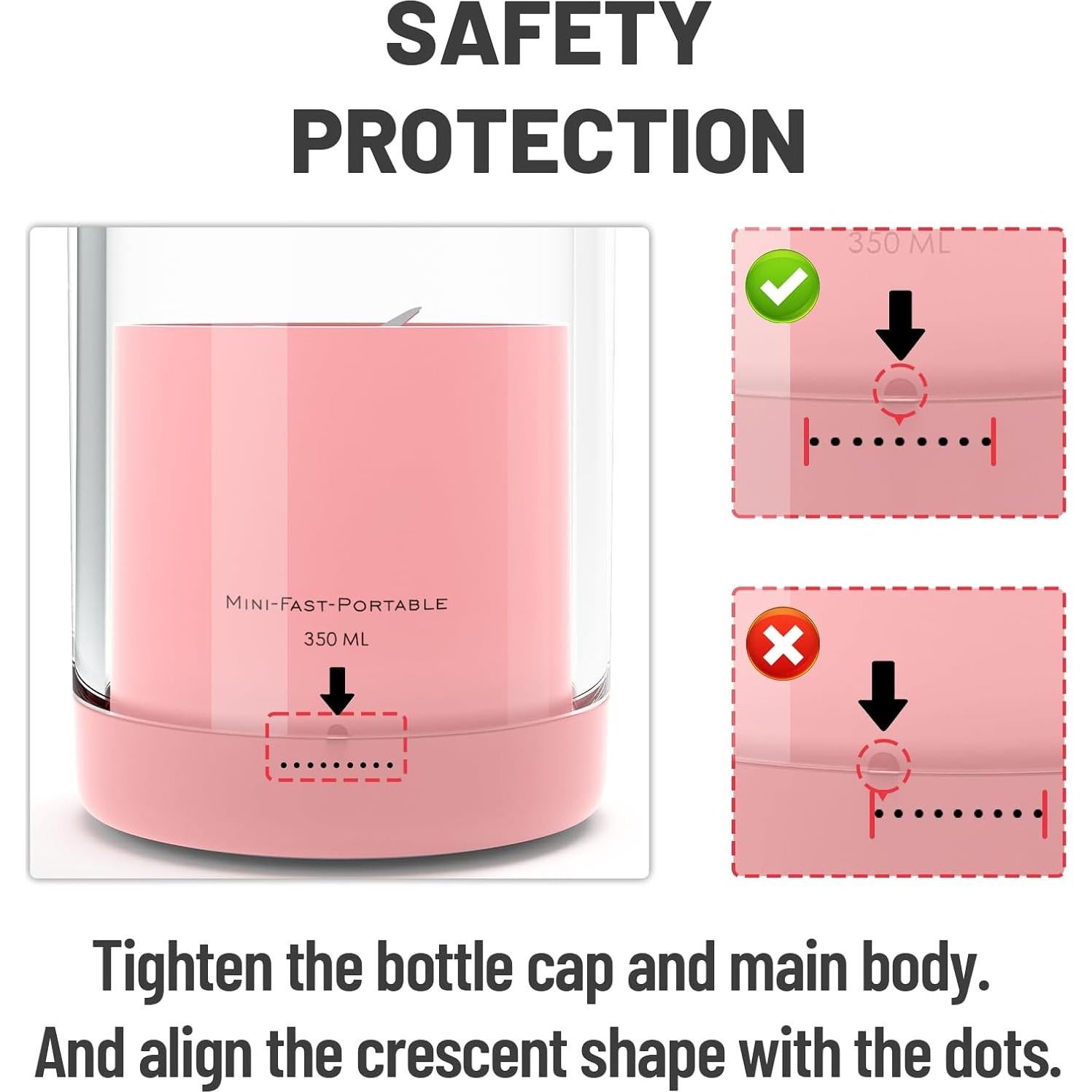 Licuadora Portátil OTPEIR 350 ml Rosa con Cuchillas Inox