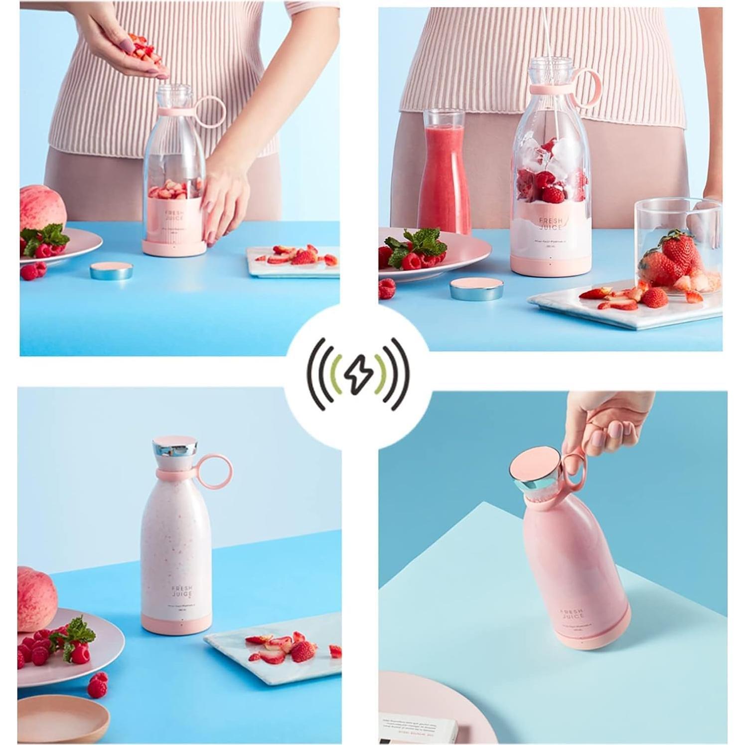 Licuadora Portátil OTPEIR 350 ml Rosa con Cuchillas Inox