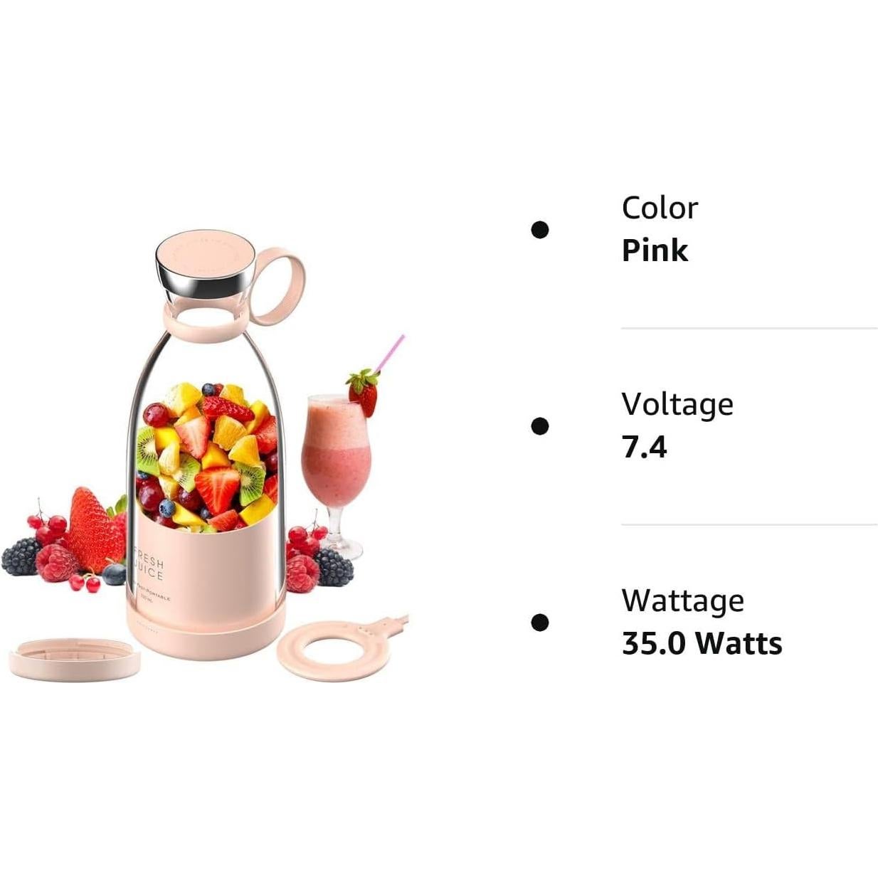 Licuadora Portátil OTPEIR 350 ml Rosa con Cuchillas Inox