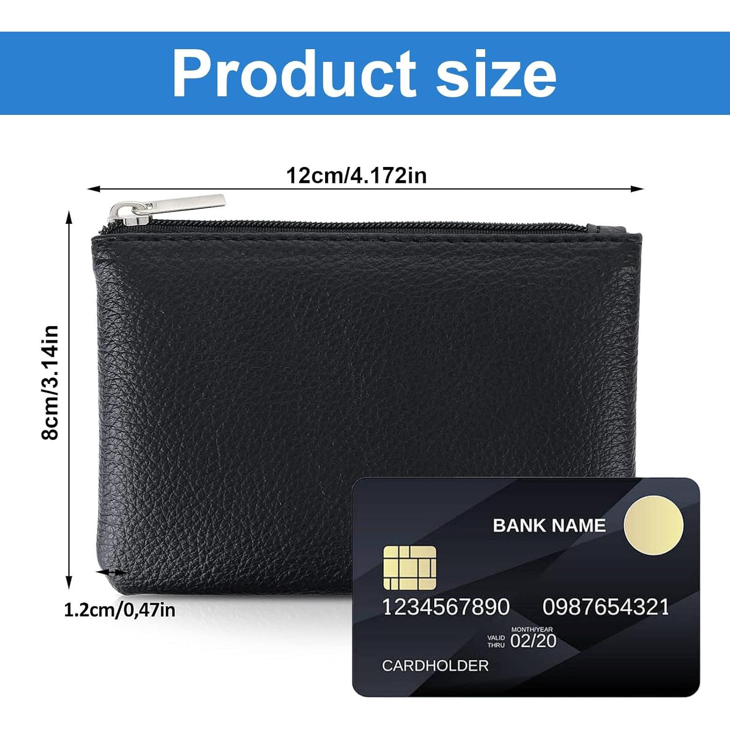 Paquete de 2 monederos de cuero vegano negro con cremallera