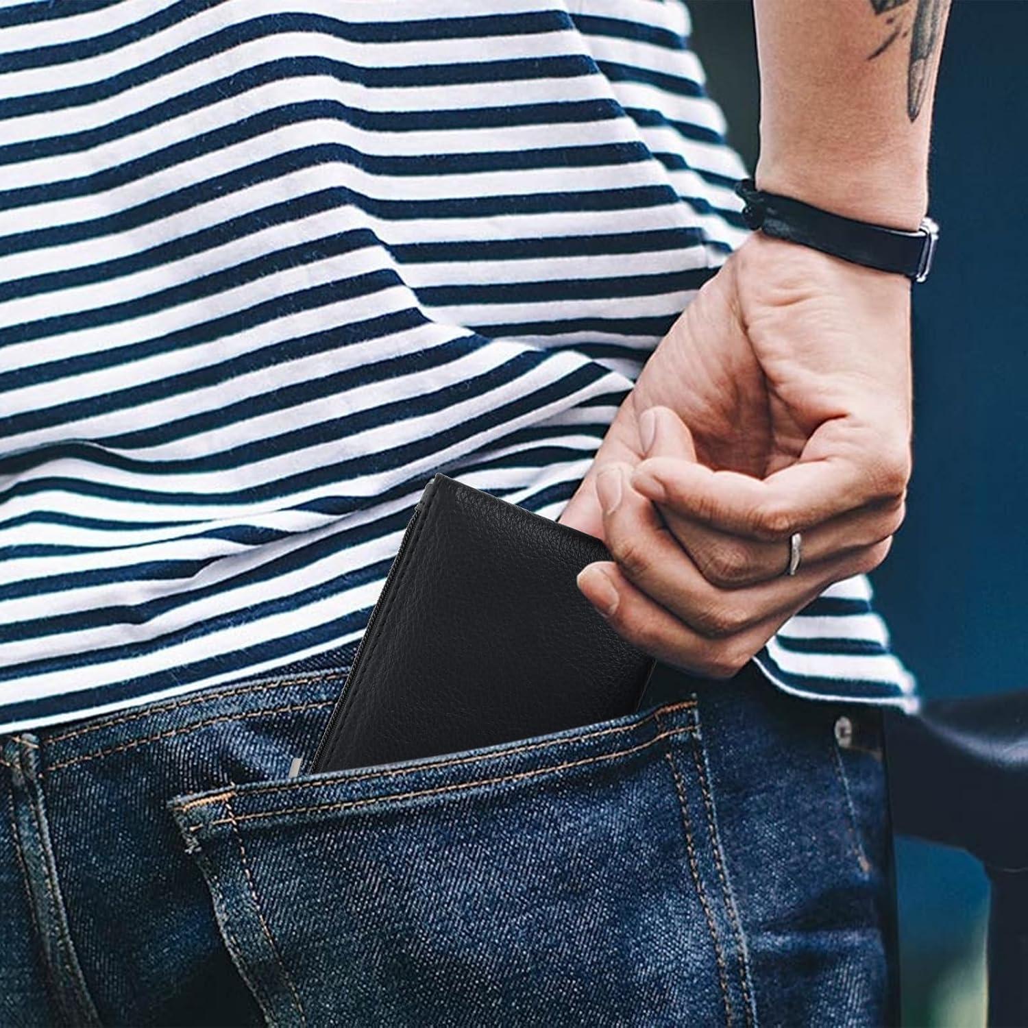 Paquete de 2 monederos de cuero vegano negro con cremallera