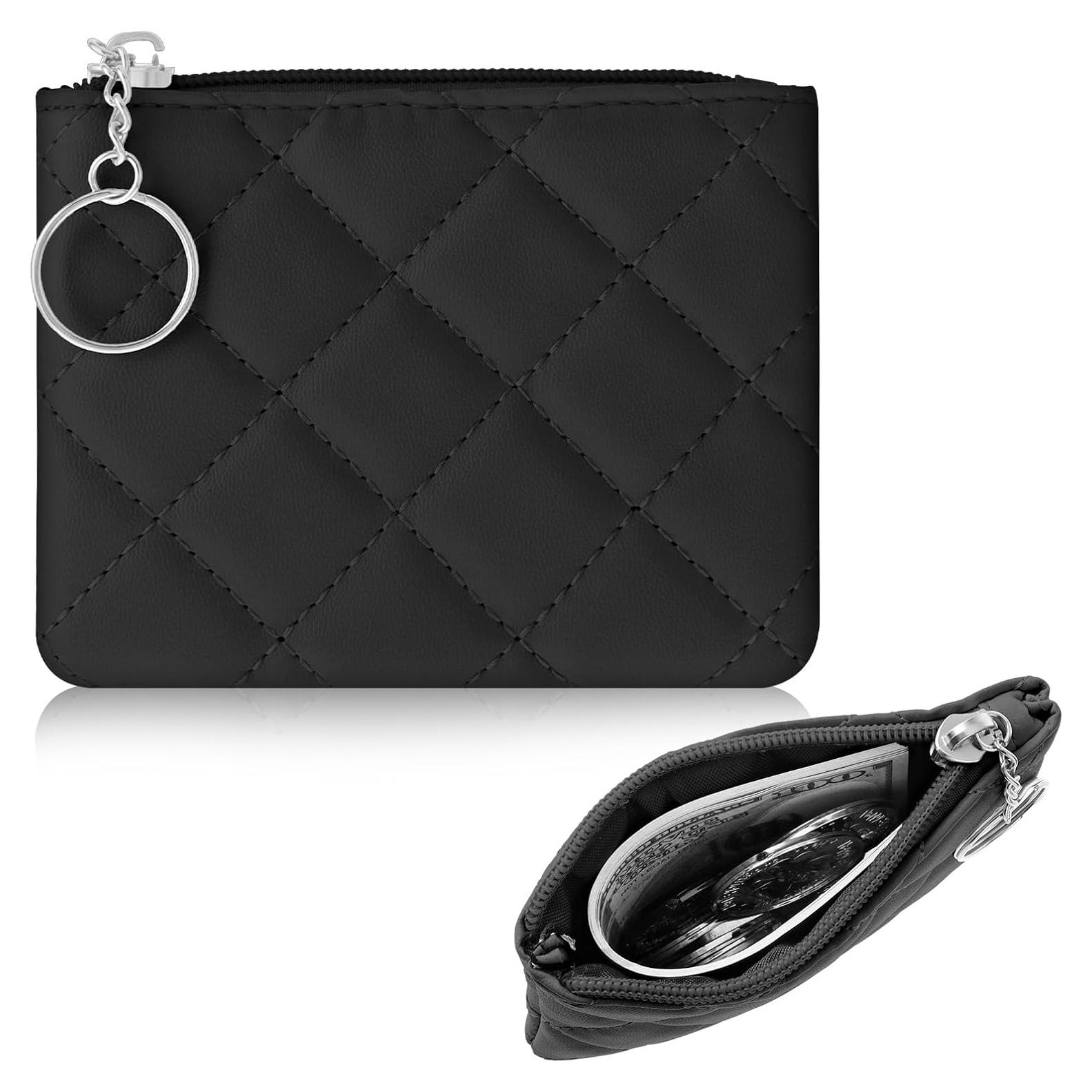 Monedero Mini con Cremallera Ymapinc Negro PU 12.5x9.5cm
