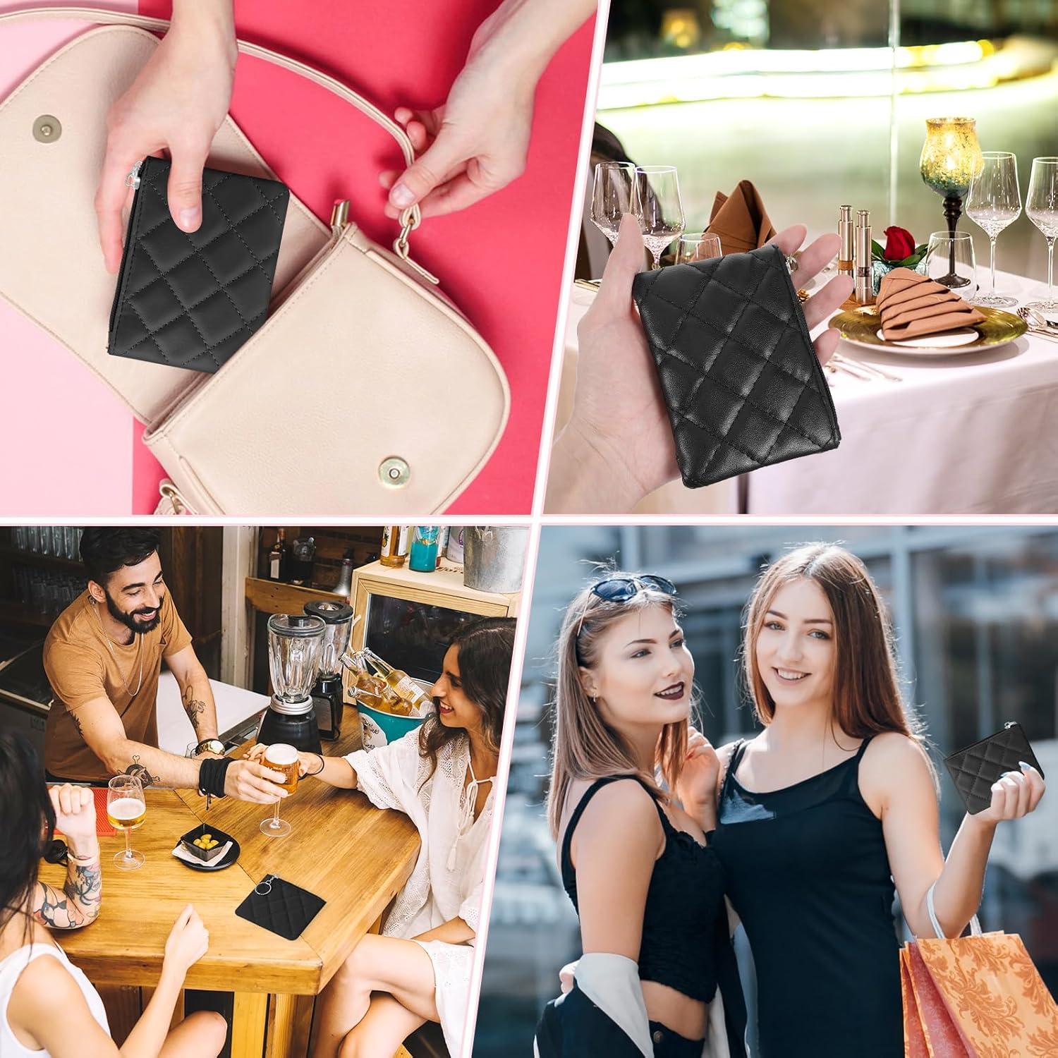 Monedero Mini con Cremallera Ymapinc Negro PU 12.5x9.5cm