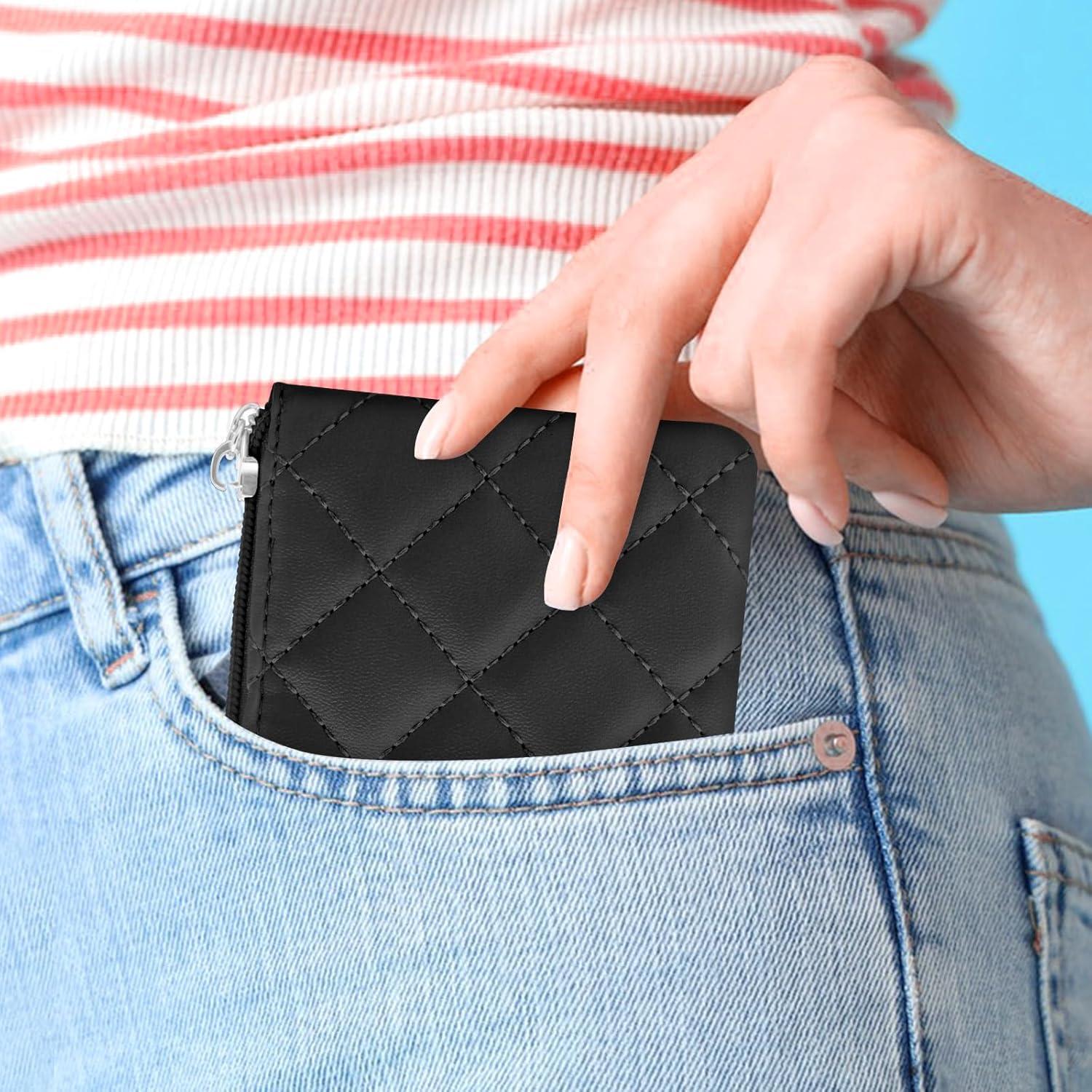 Monedero Mini con Cremallera Ymapinc Negro PU 12.5x9.5cm