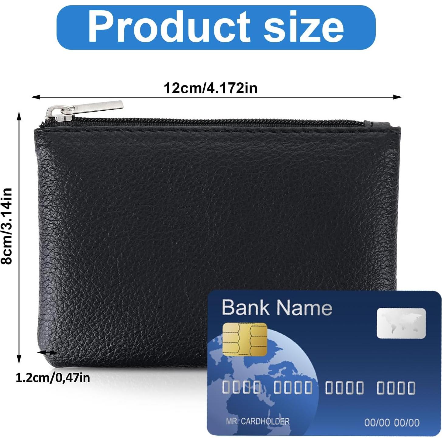 Paquete de 2 Monederos de Cuero PU Negro con Cremallera