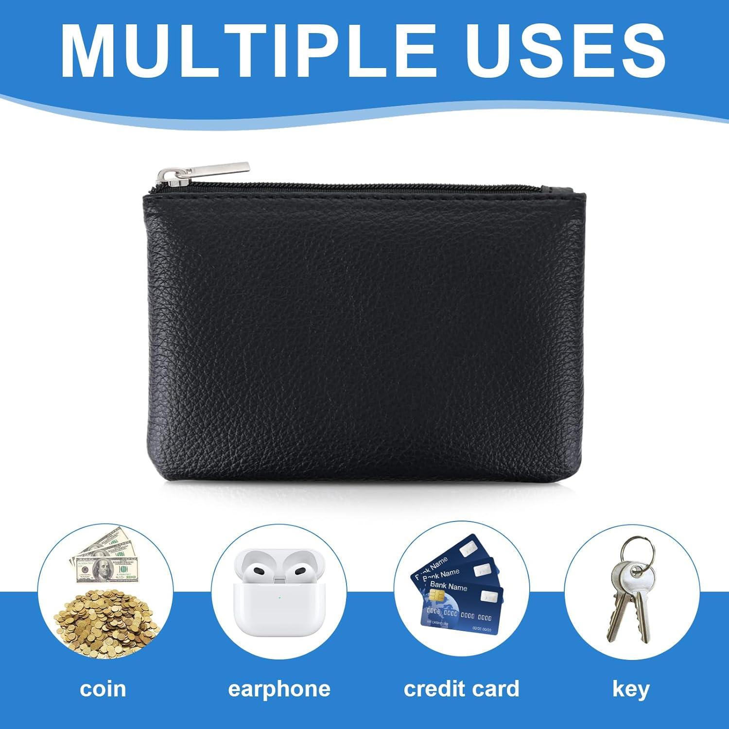 Paquete de 2 Monederos de Cuero PU Negro con Cremallera