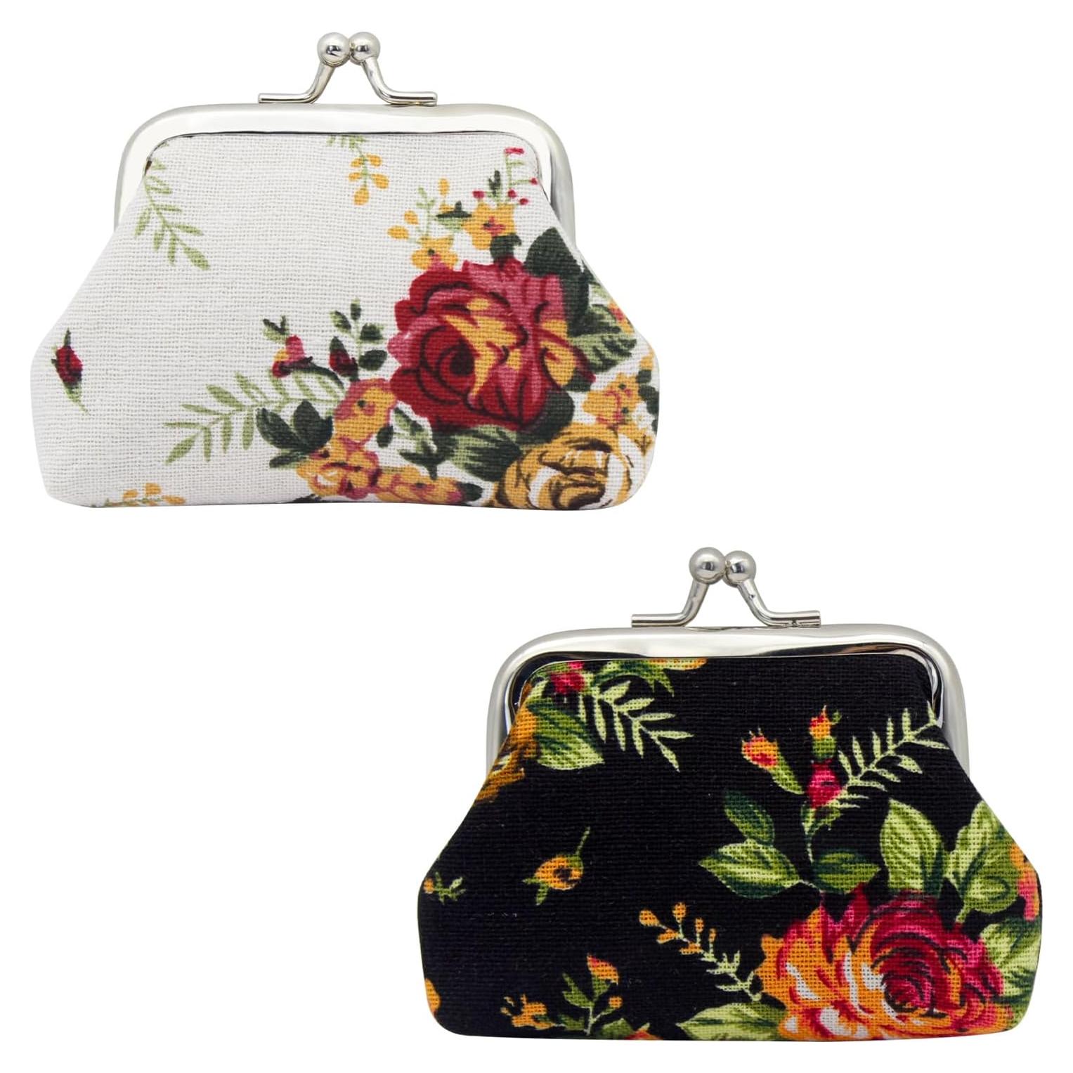 Monedero Mini de Lona WisePoint con Cierre de Beso - Negro y Blanco