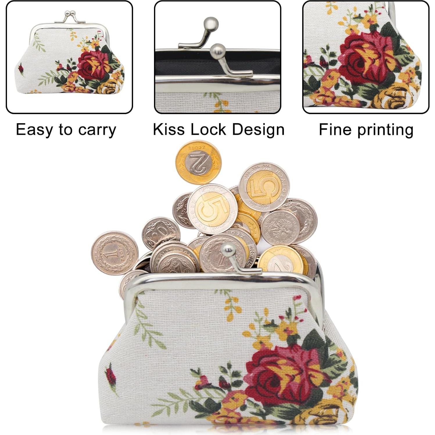 Monedero Mini de Lona WisePoint con Cierre de Beso - Negro y Blanco