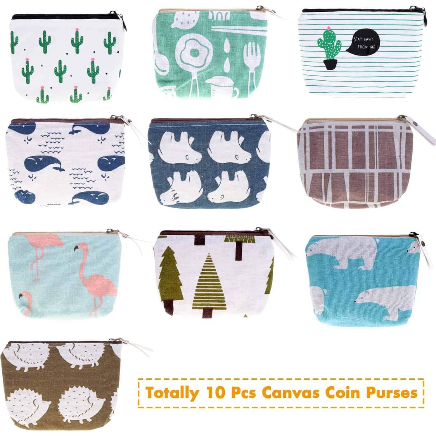 Set de 10 Monederos de Lona Selizo - Compactos y Coloridos