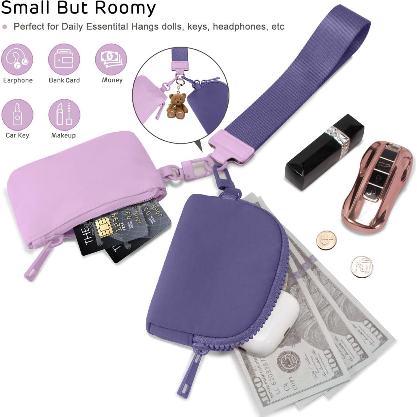 Mini Monedero de Llave Viverte Doble Bolsa Lavanda y Púrpura