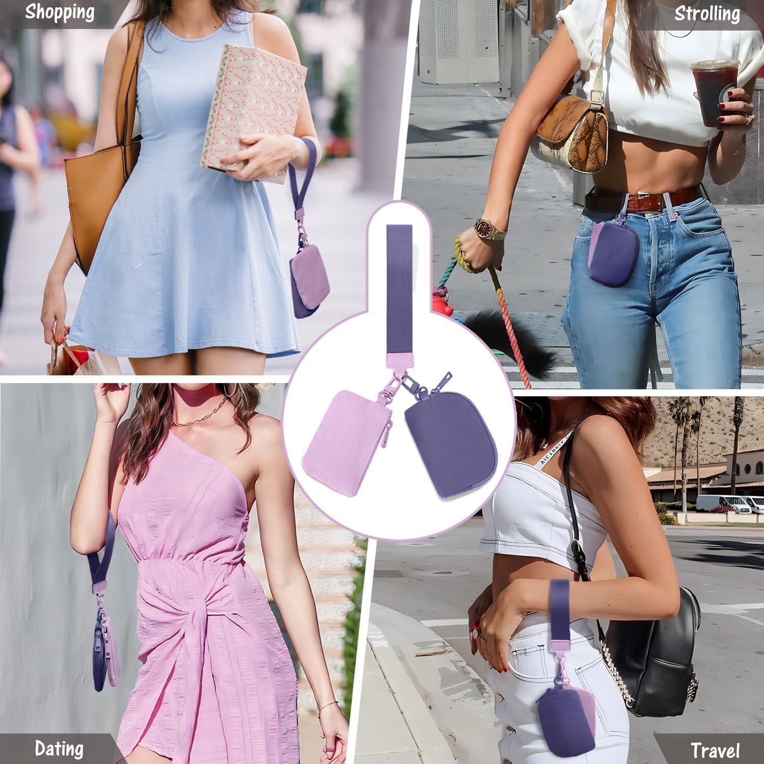 Mini Monedero de Llave Viverte Doble Bolsa Lavanda y Púrpura