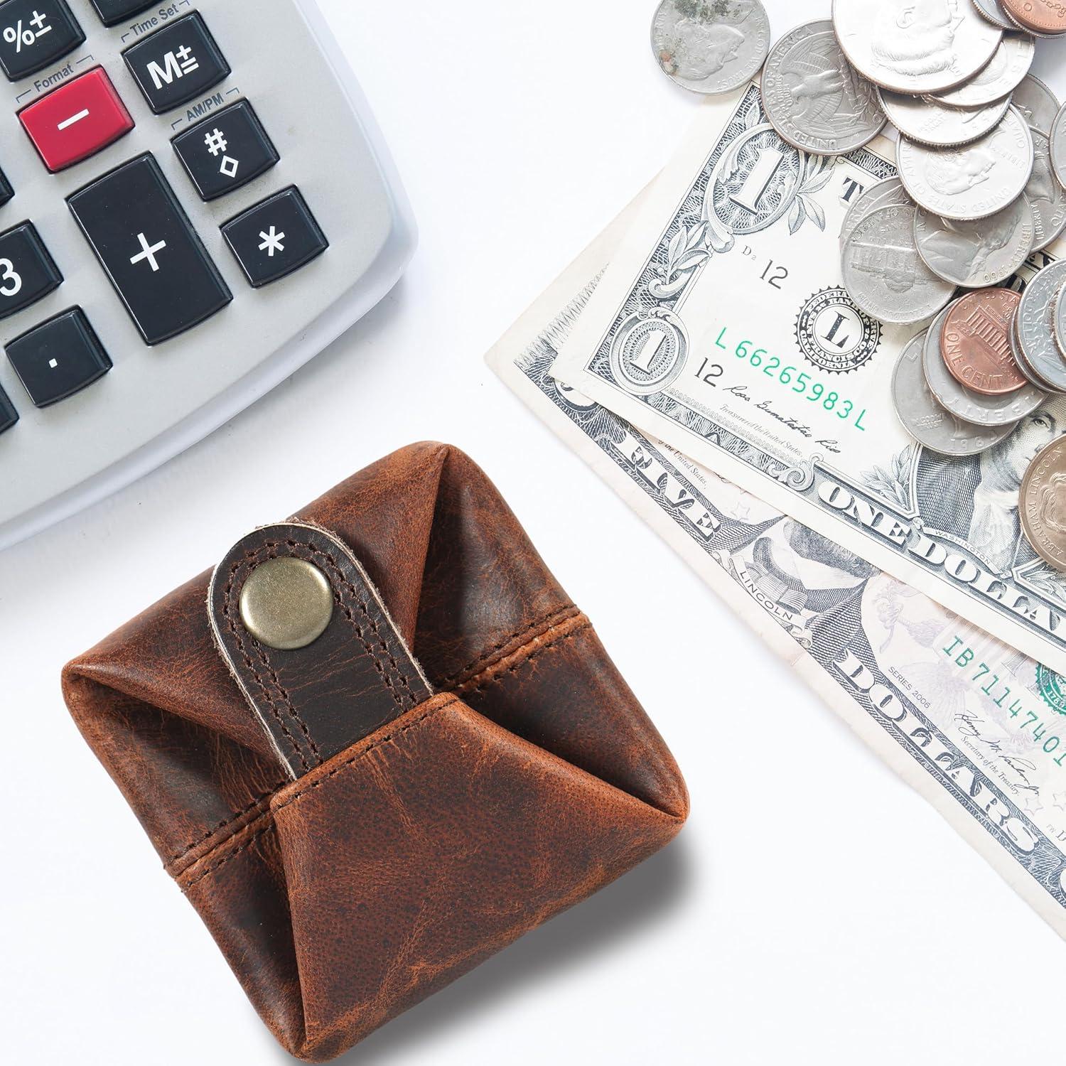 Monedero de Cuero FINE TOUCH LEATHERS Marrón Compacto Unisex