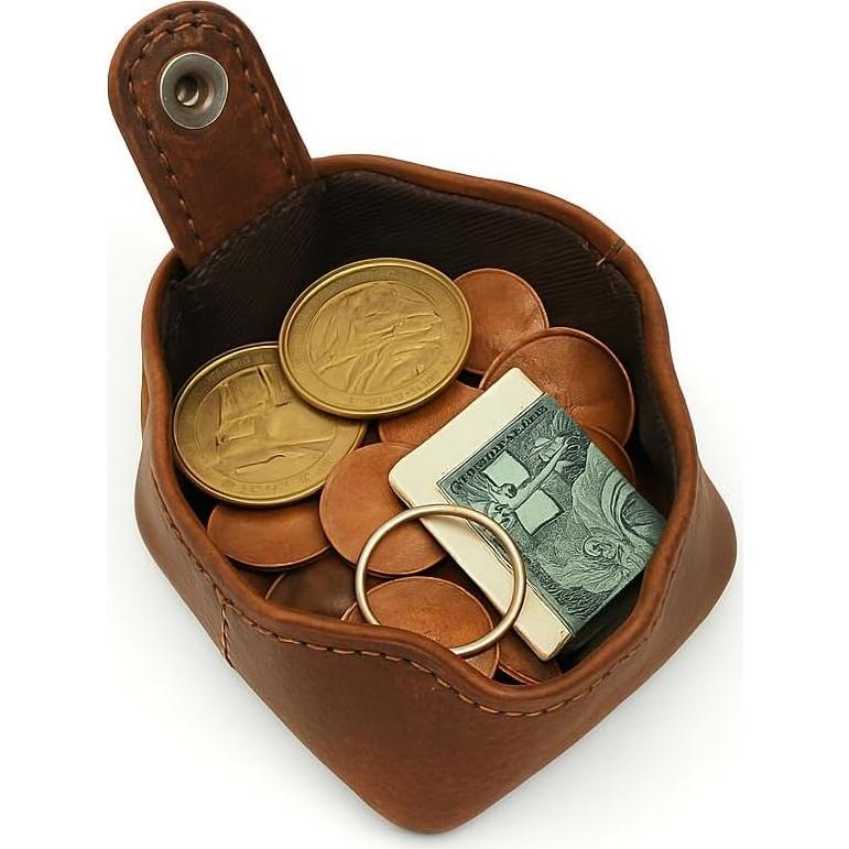 Monedero de Cuero FINE TOUCH LEATHERS Marrón Compacto Unisex