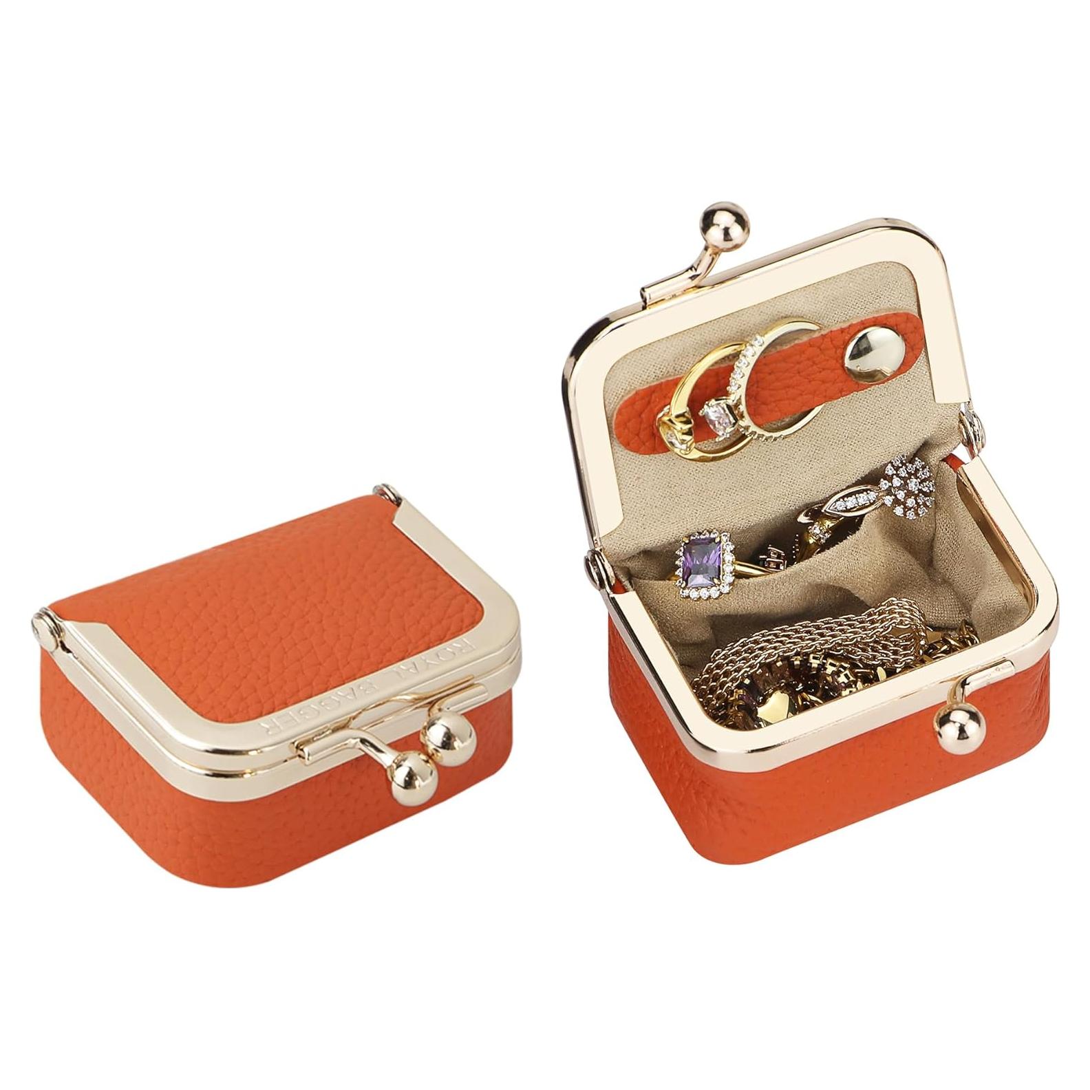Caja de Joyería Mini Royal Bagger de Cuero Genuino Naranja