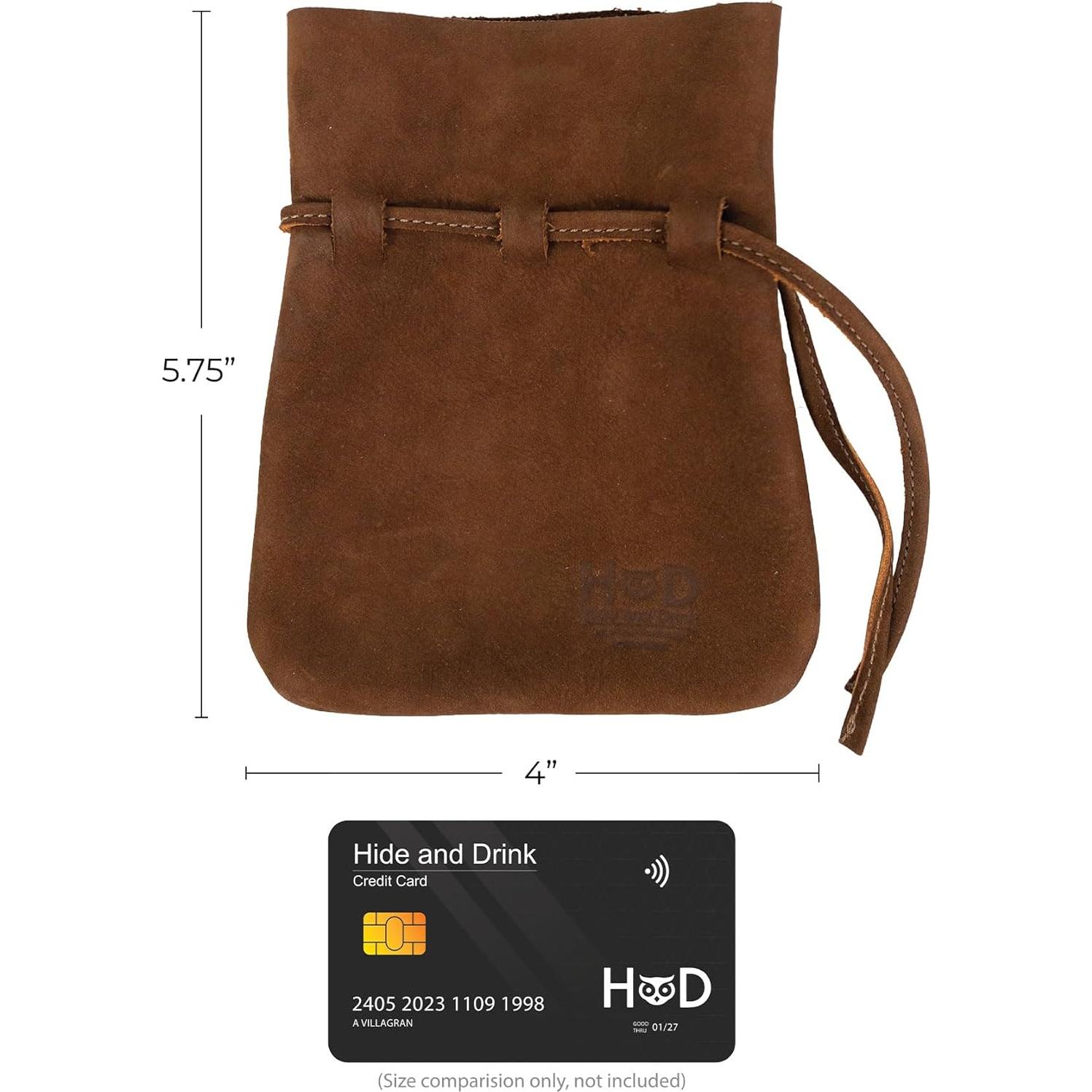 Bolsa de Monedas Medieval de Cuero Hide & Drink - 15x10cm