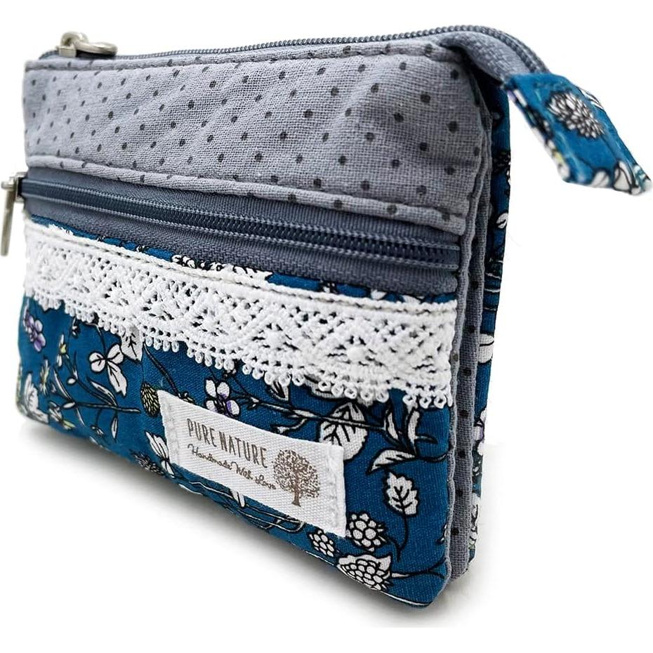 Monedero Pequeño de Tela Bordado a Mano para Mujeres - 8.9x12.2cm
