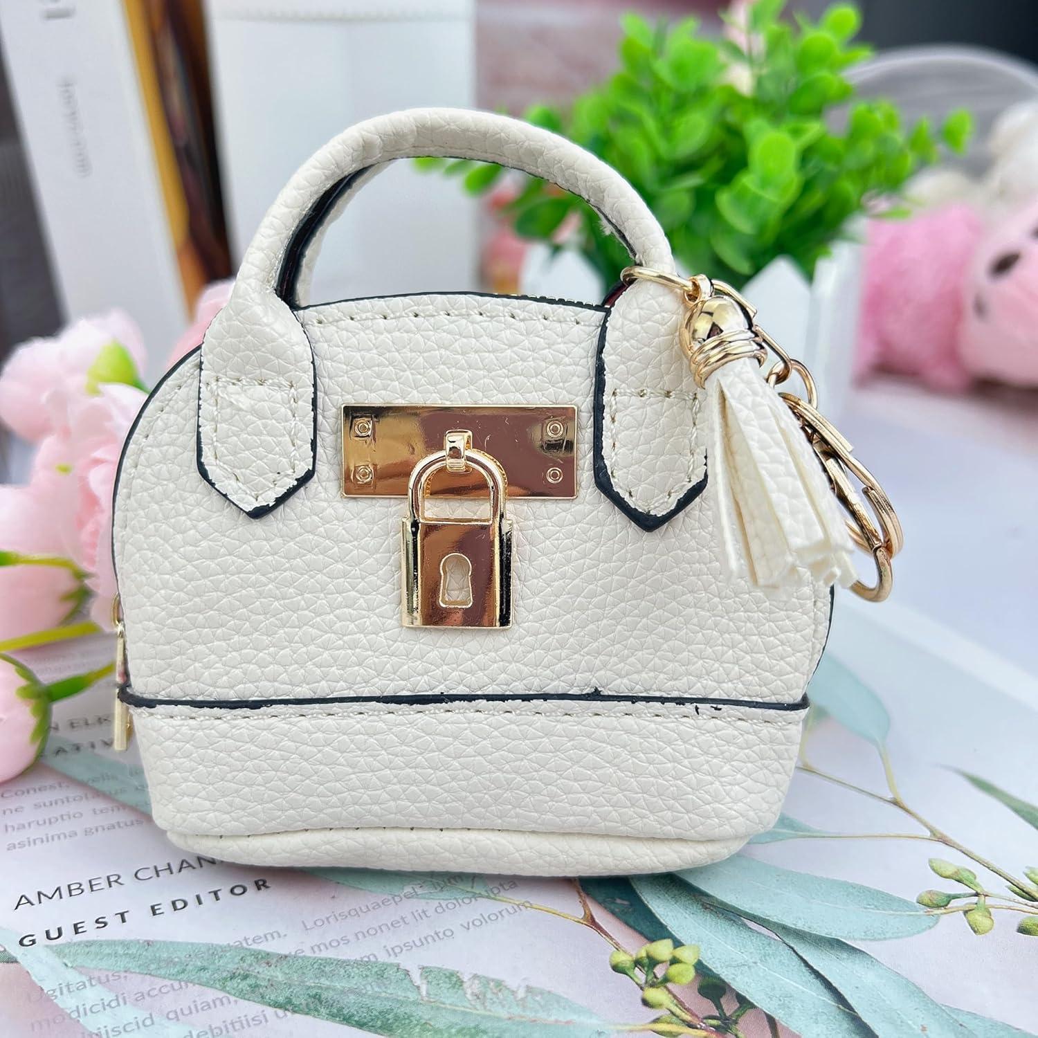 Juego de 2 Monederos Llavero PU Rosa y Blanco 10.5x11 cm