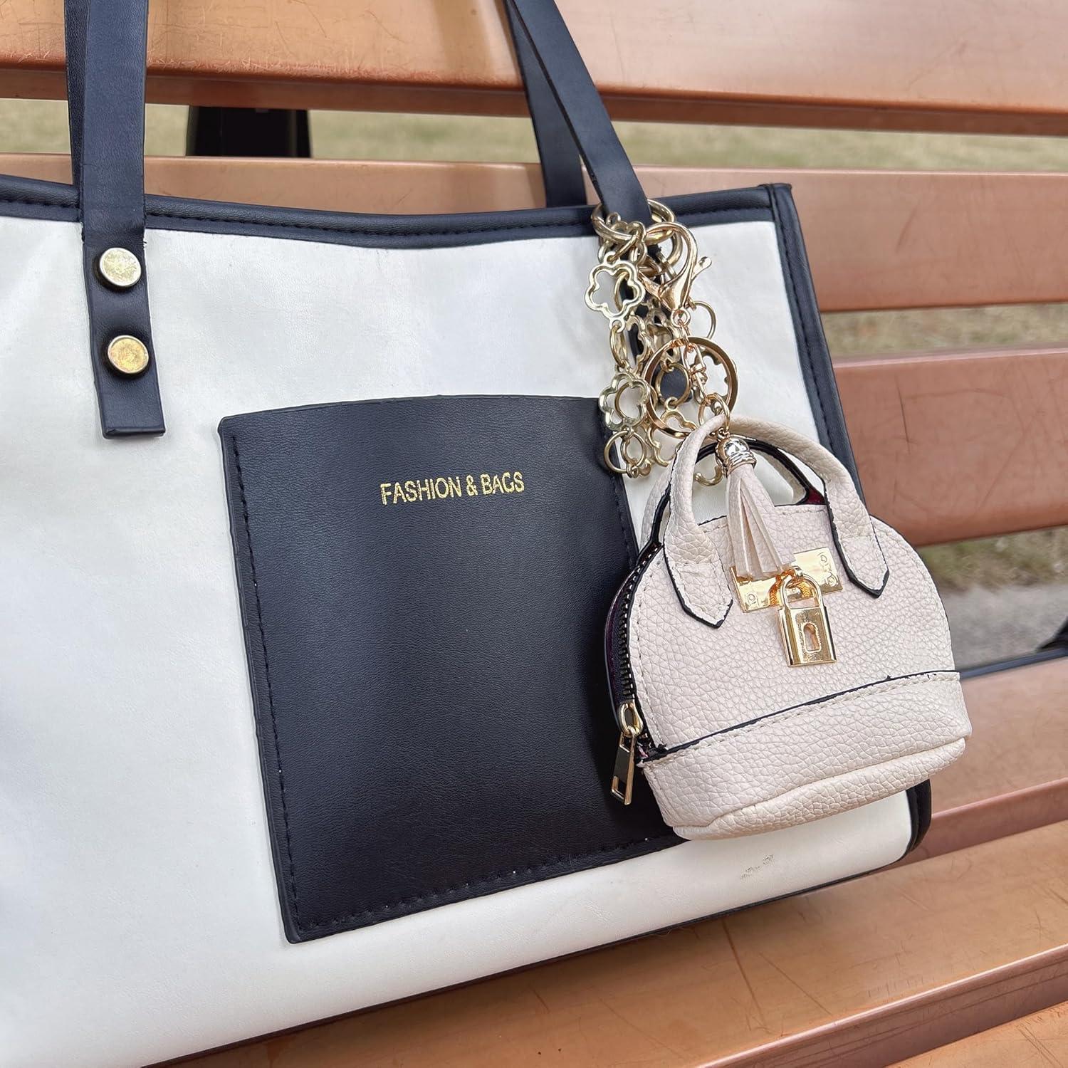 Juego de 2 Monederos Llavero PU Rosa y Blanco 10.5x11 cm