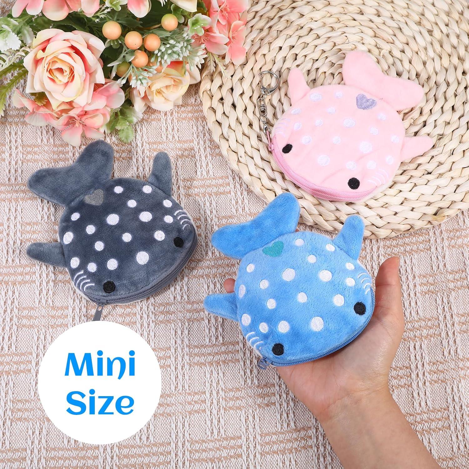 Paquete de 3 Monederos de Peluche Kawaii Beibunhn - Tiburón