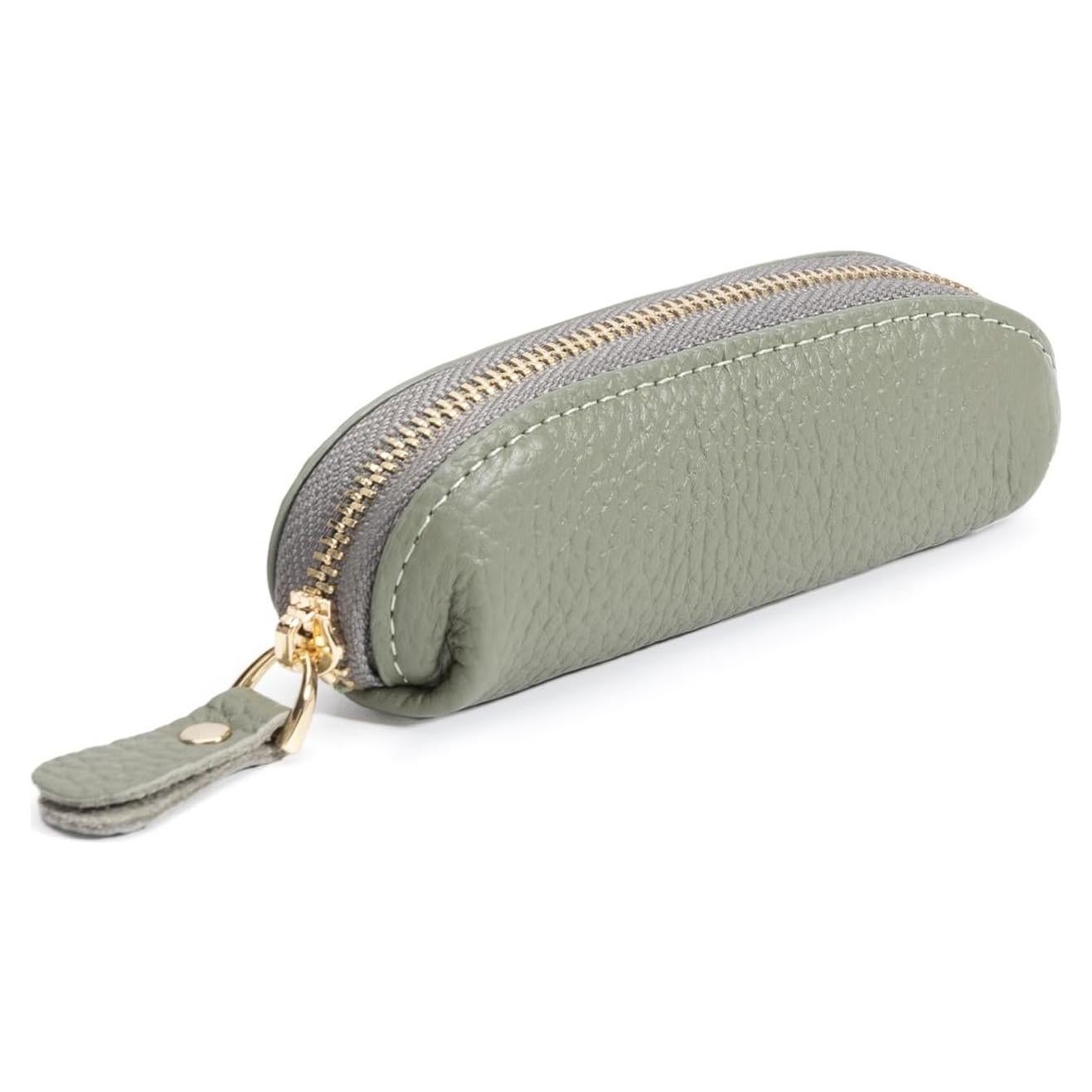 Monedero de Cuero Verde Salvia - Compacto y Ligero para Viaje