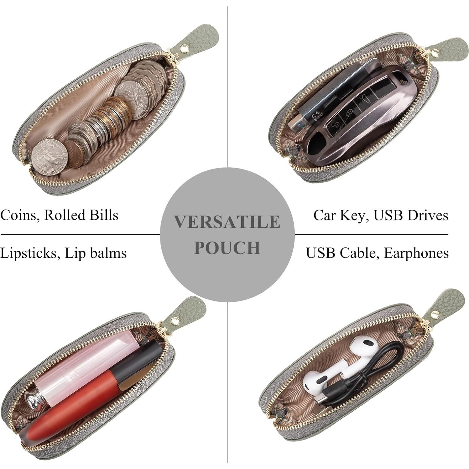 Monedero de Cuero Verde Salvia - Compacto y Ligero para Viaje